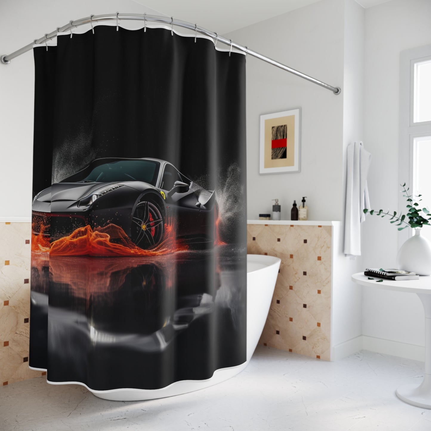 Polyester Shower Curtain Ferrari Water Splash 3