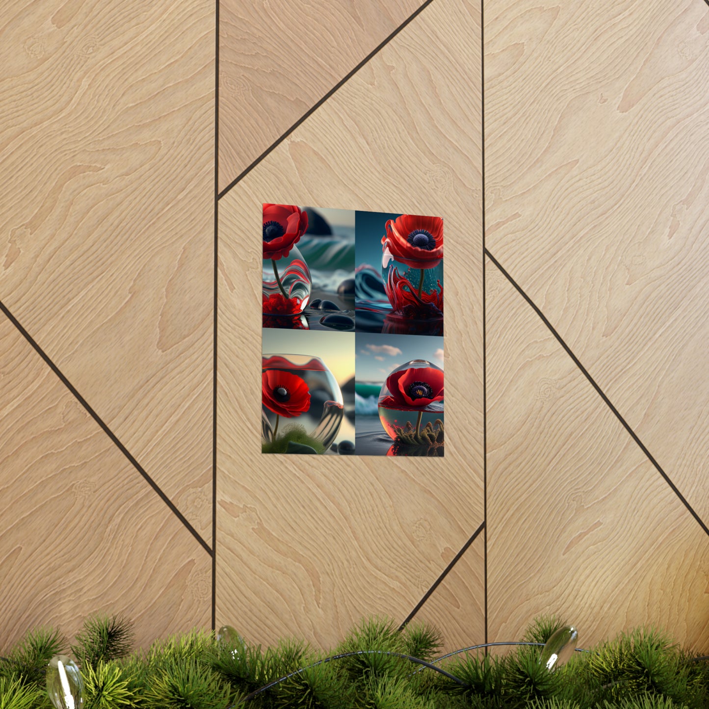 Premium Matte Vertical Posters Red Anemone in a Vase 5