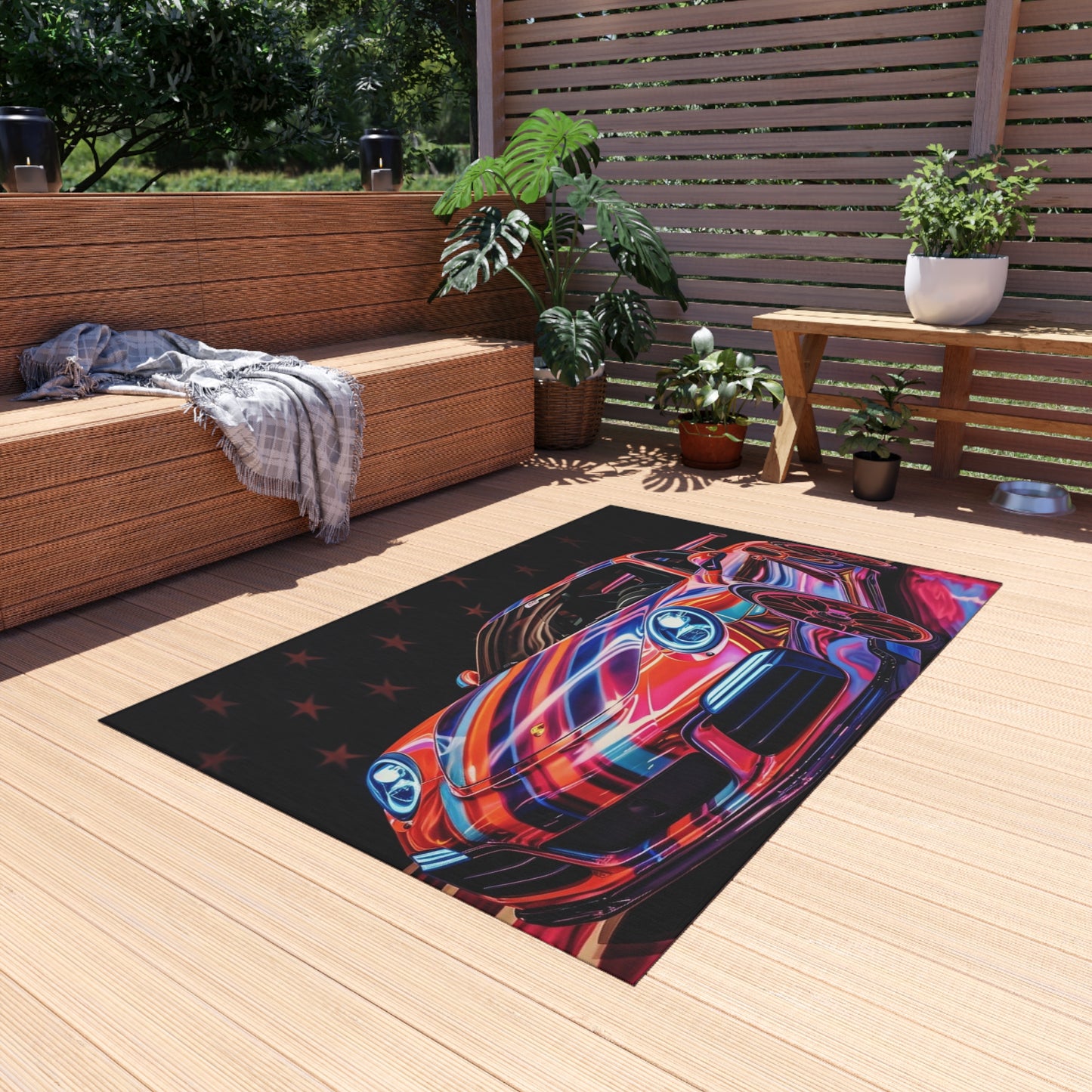 Outdoor Rug  American Flag Colored Porsche 4