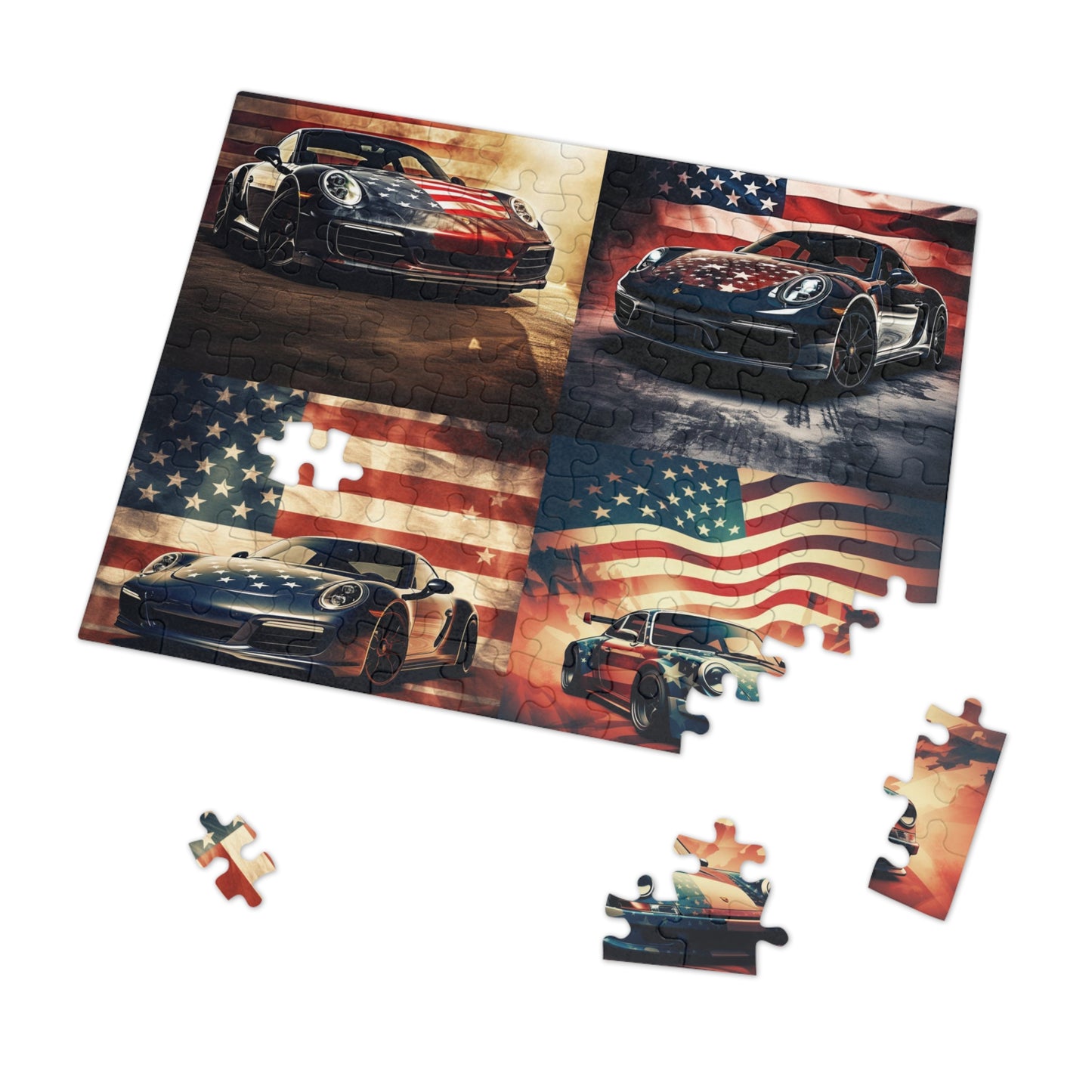 Jigsaw Puzzle (30, 110, 252, 500,1000-Piece) Abstract American Flag Background Porsche 5