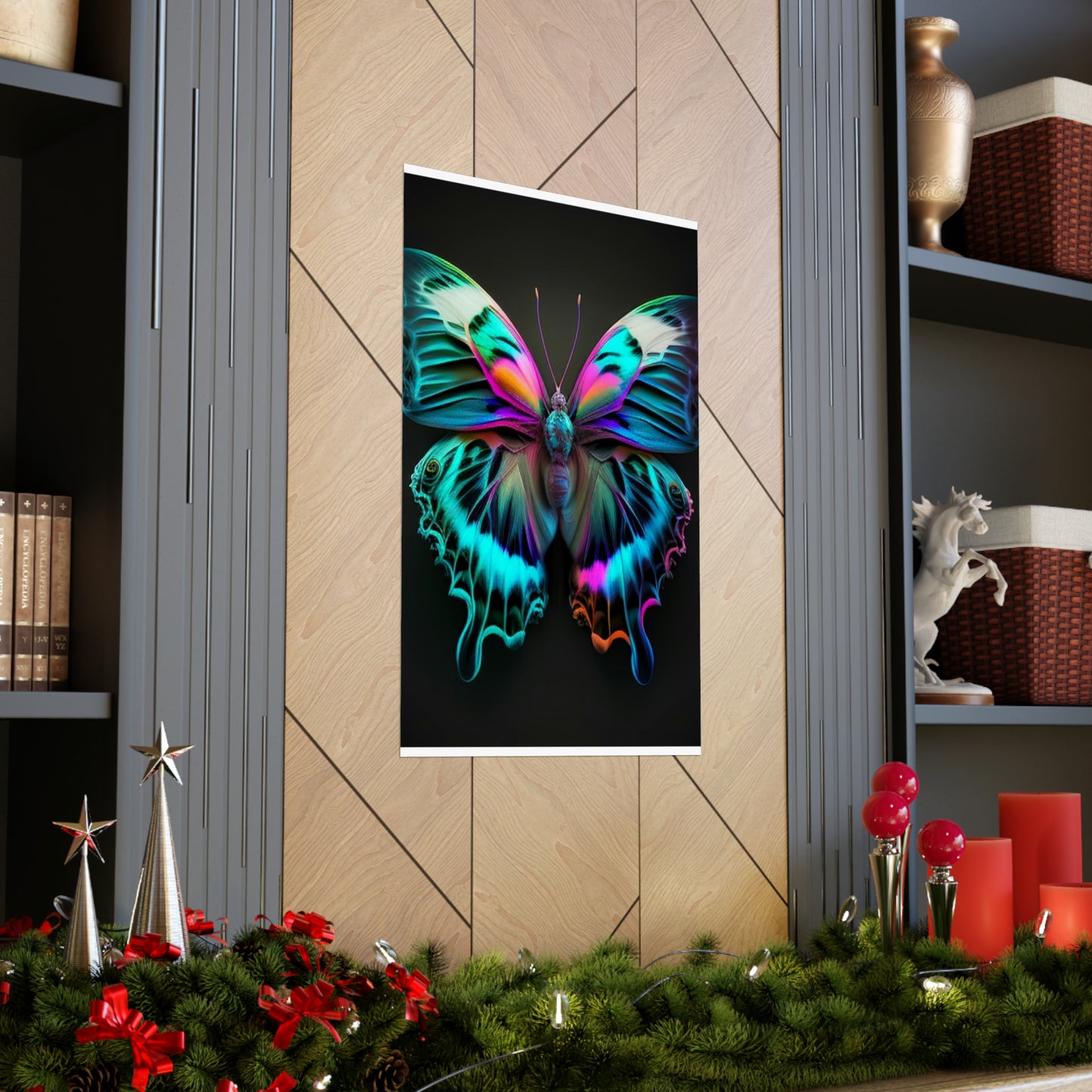 Premium Matte Vertical Posters Neon Butterfly Fusion 4