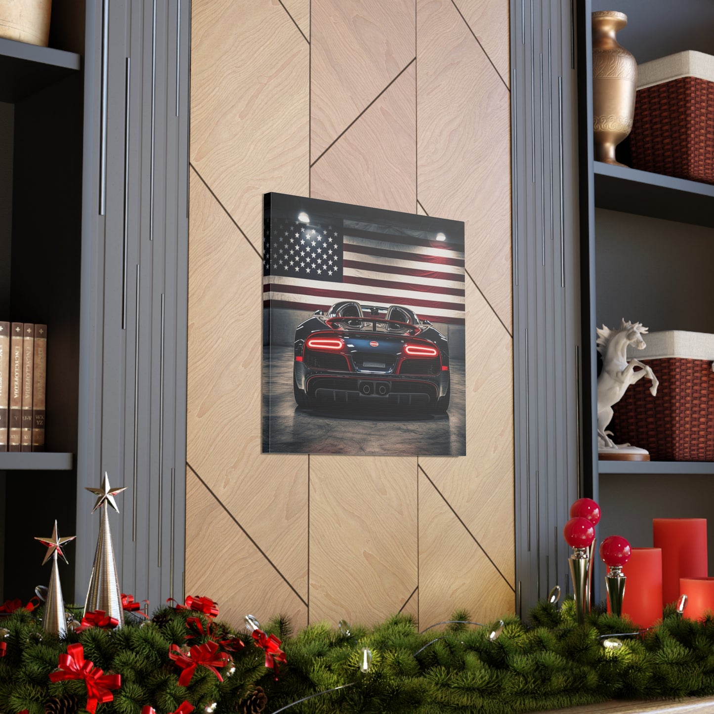 Canvas Gallery Wraps American Flag Background Bugatti 4