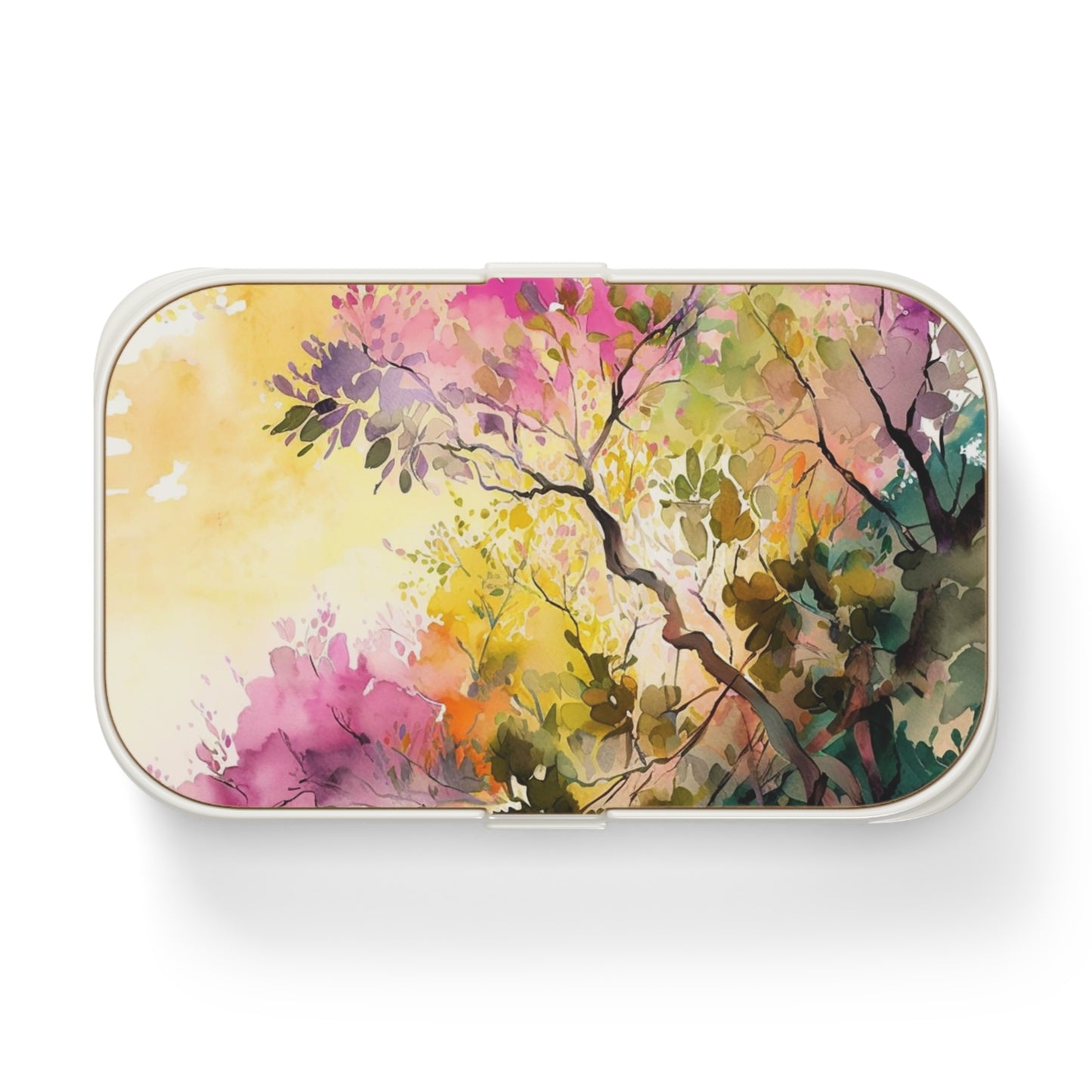 Bento Lunch Box Mother Nature Bright Spring Colors Realistic Watercolor 2