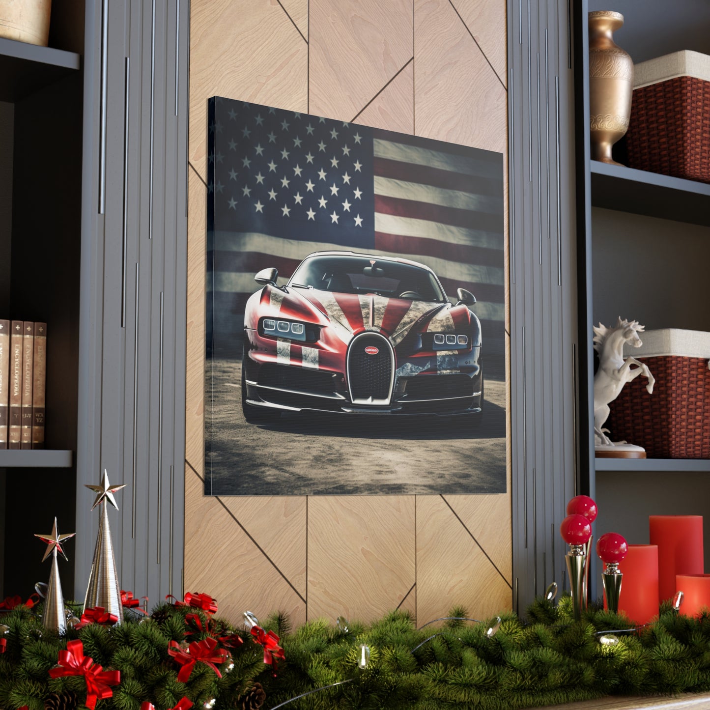 Canvas Gallery Wraps American Flag Background Bugatti 3