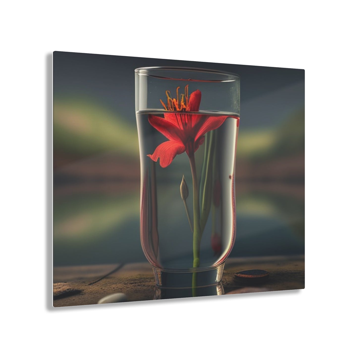 Acrylic Prints Red Lily in a Glass vase 1