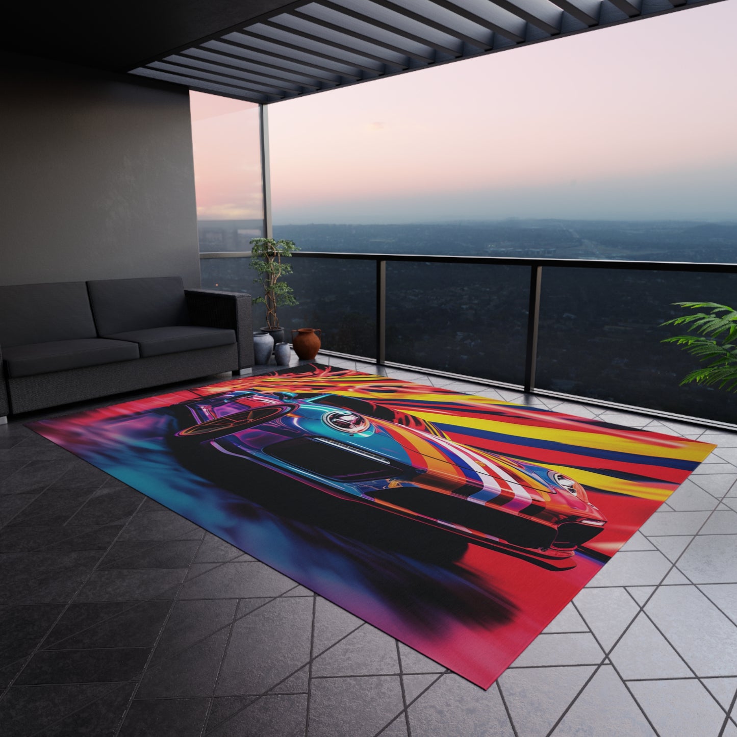 Outdoor Rug  Macro American Flag Porsche 2