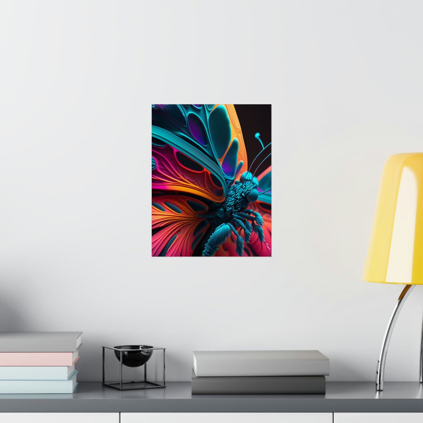 Premium Matte Vertical Posters Neon Butterfly Macro 4