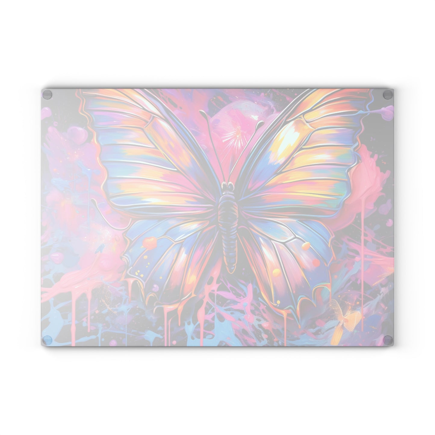 Glass Cutting Board Pink Butterfly Flair 3