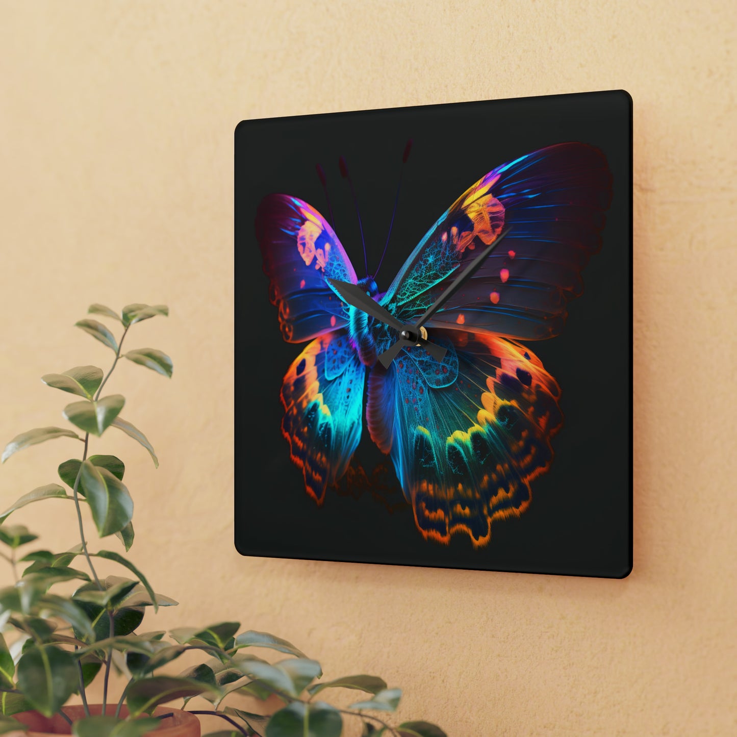 Acrylic Wall Clock Raw Hyper Color Butterfly 4