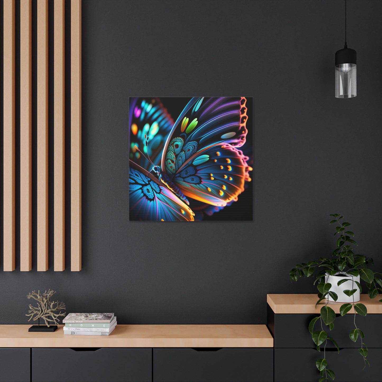 Canvas Gallery Wraps Neon Butterfly Macro 2