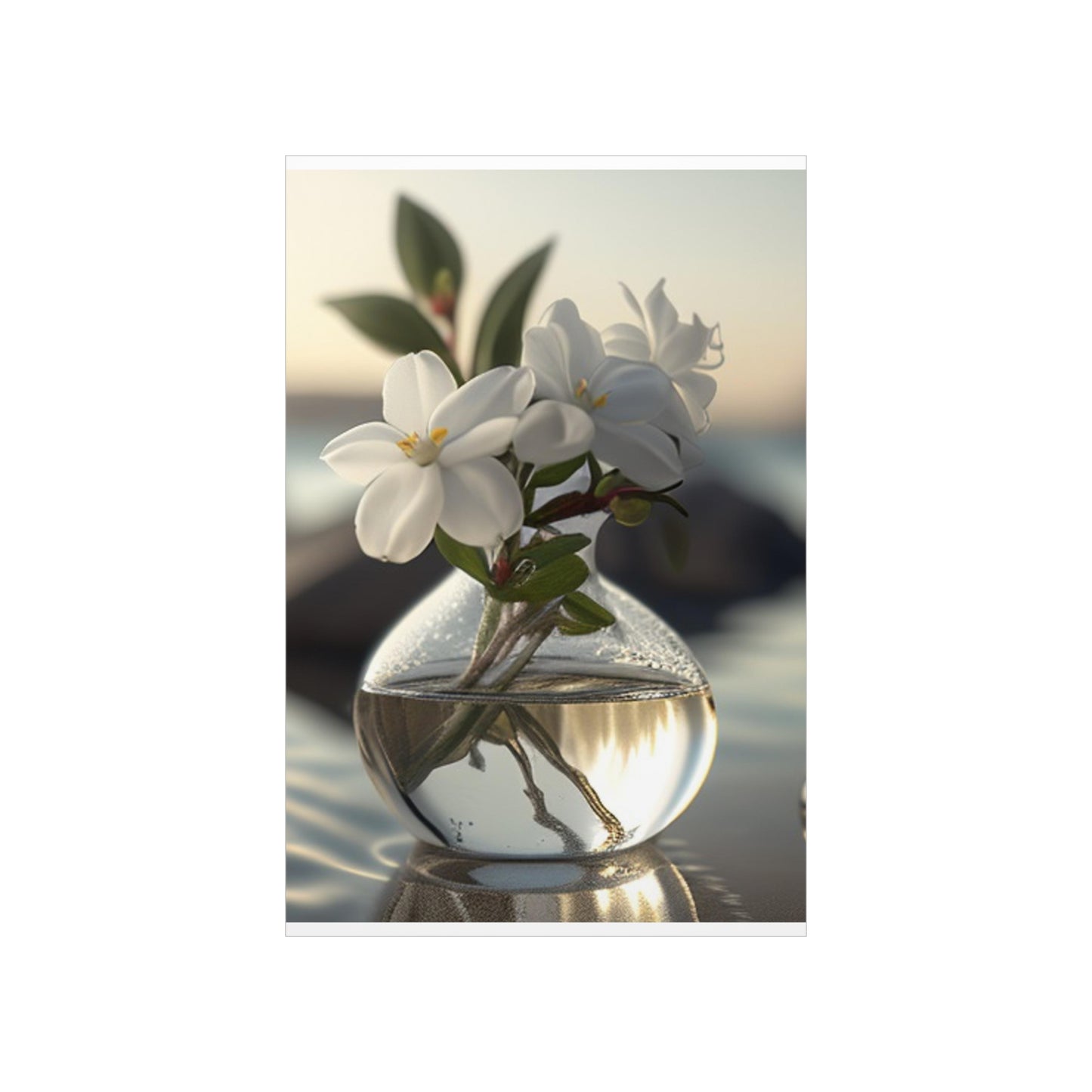 Premium Matte Vertical Posters Jasmine glass vase 1