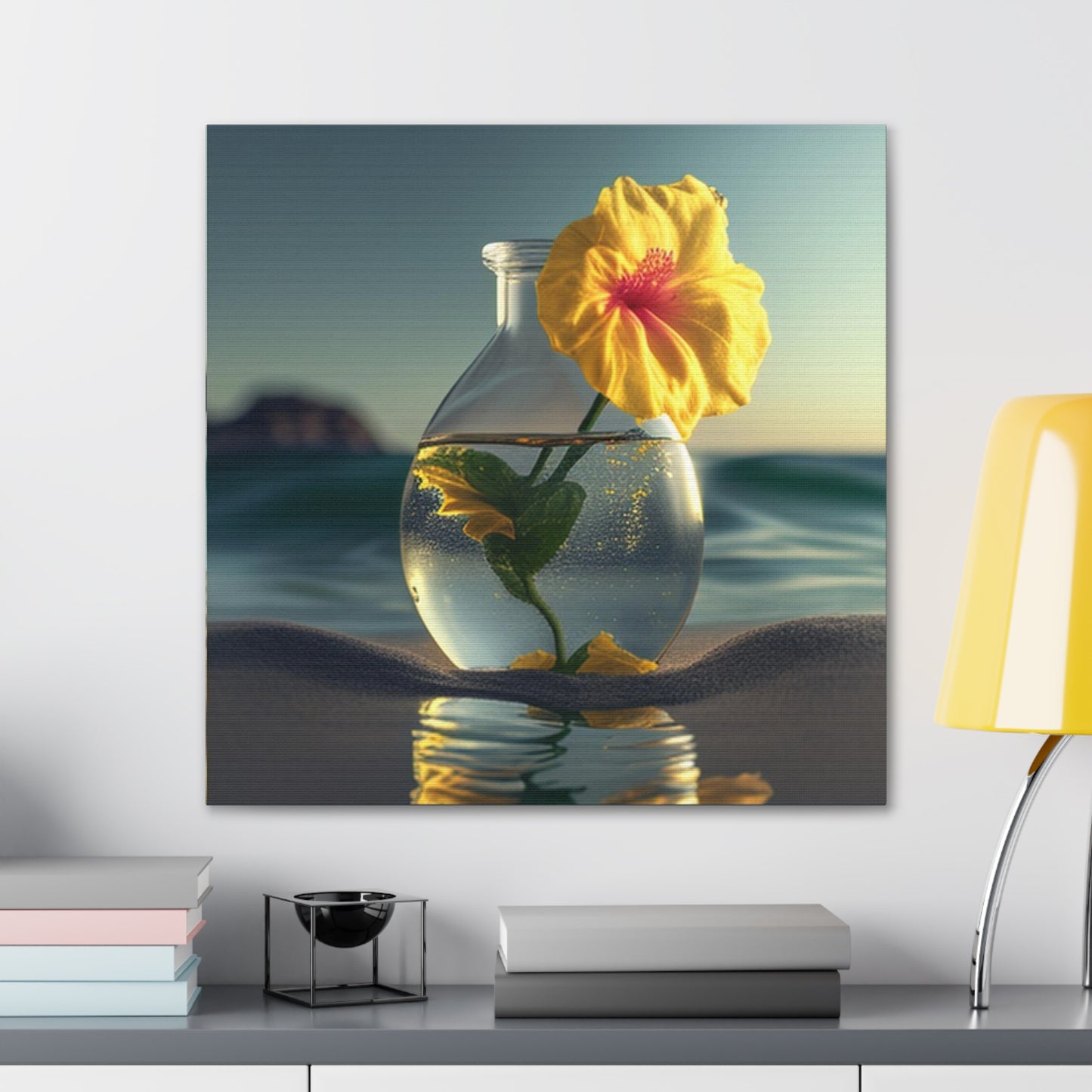 Canvas Gallery Wraps Yellow Hibiscus glass 2
