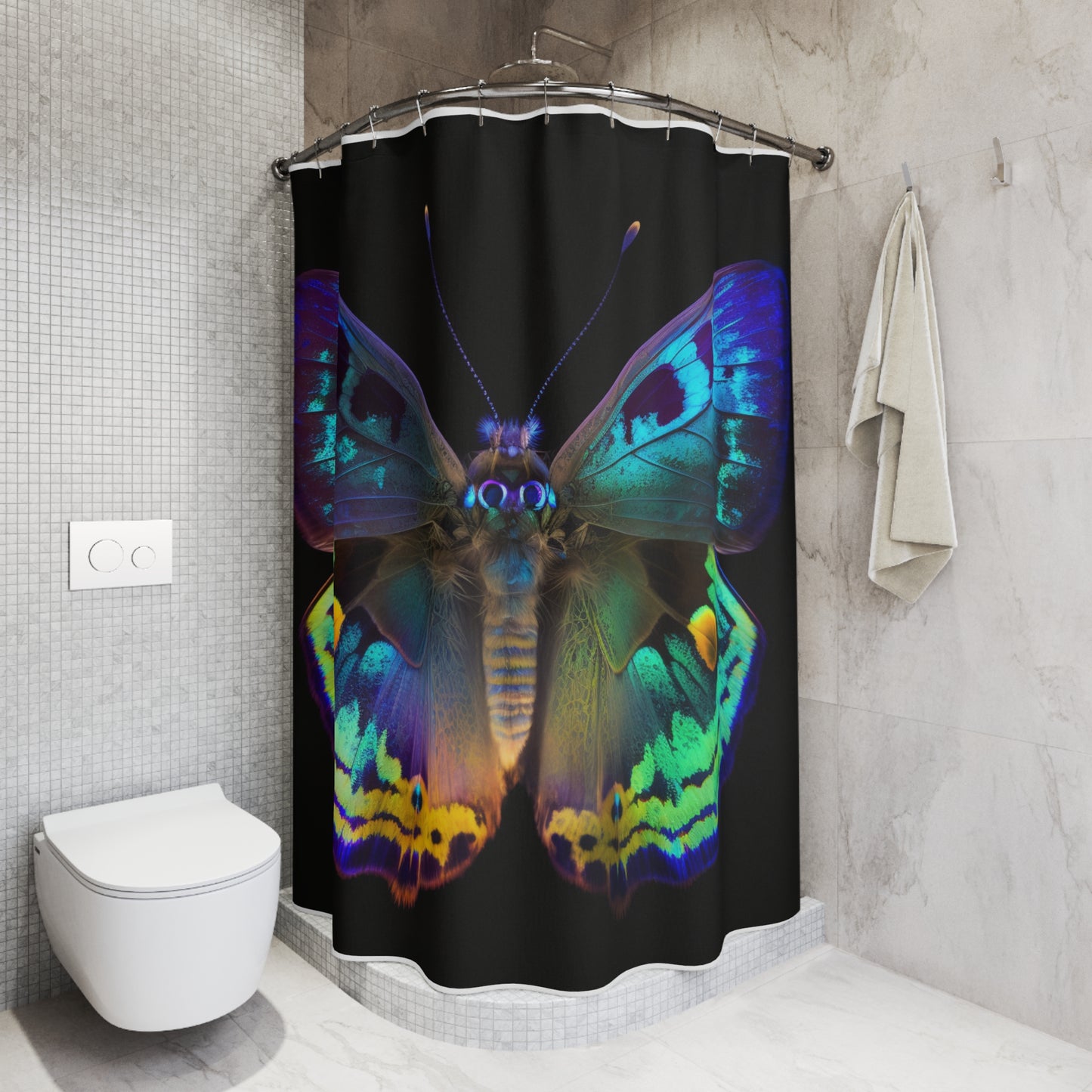 Polyester Shower Curtain Neon Hue Butterfly 4