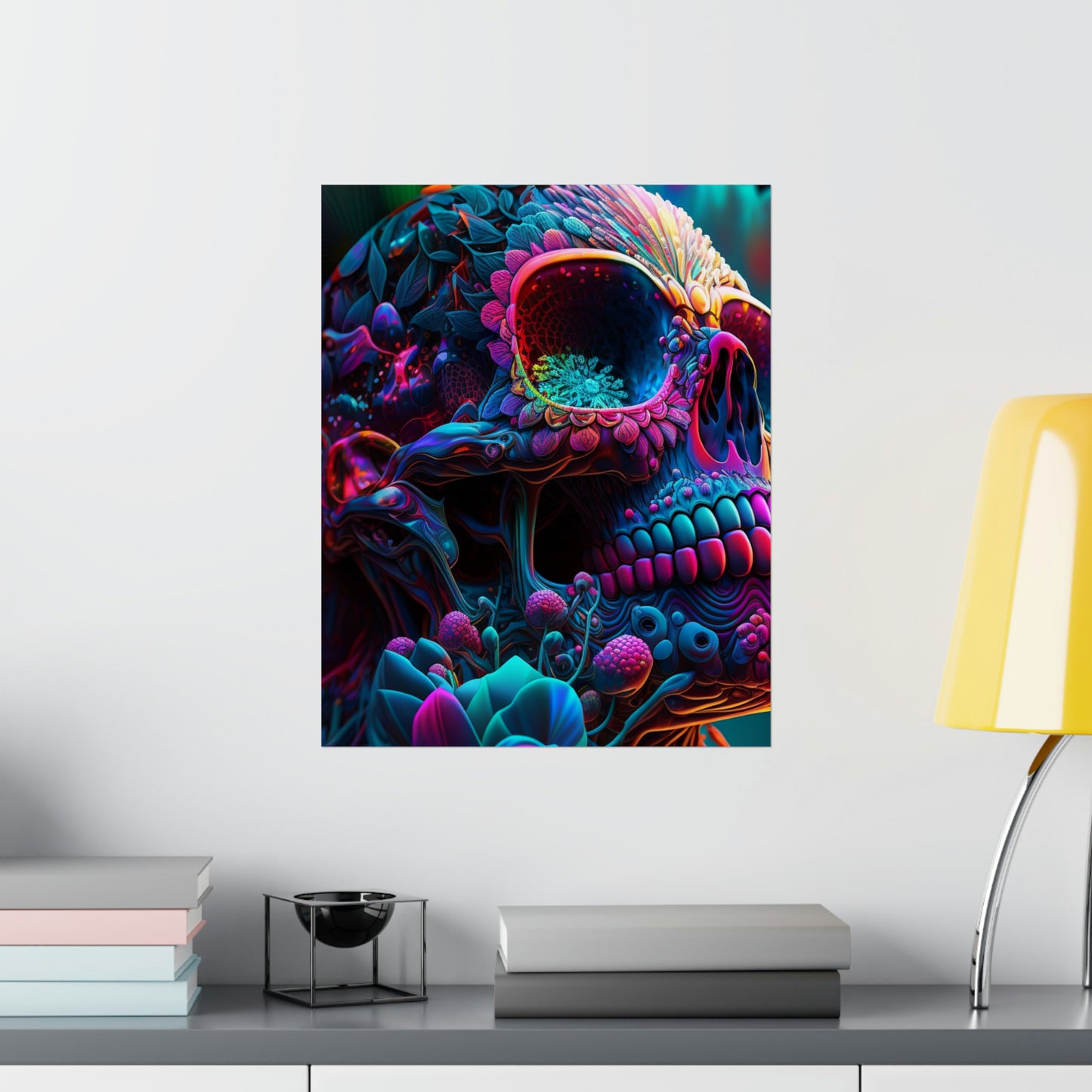 Premium Matte Vertical Posters Florescent Skull Death 3