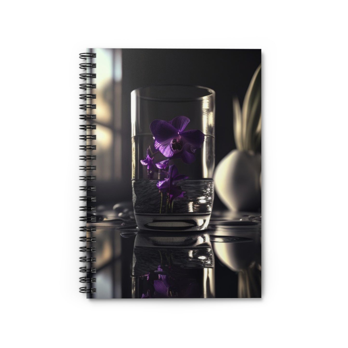 Spiral Notebook - Ruled Line Purple Orchid Glass vase 4