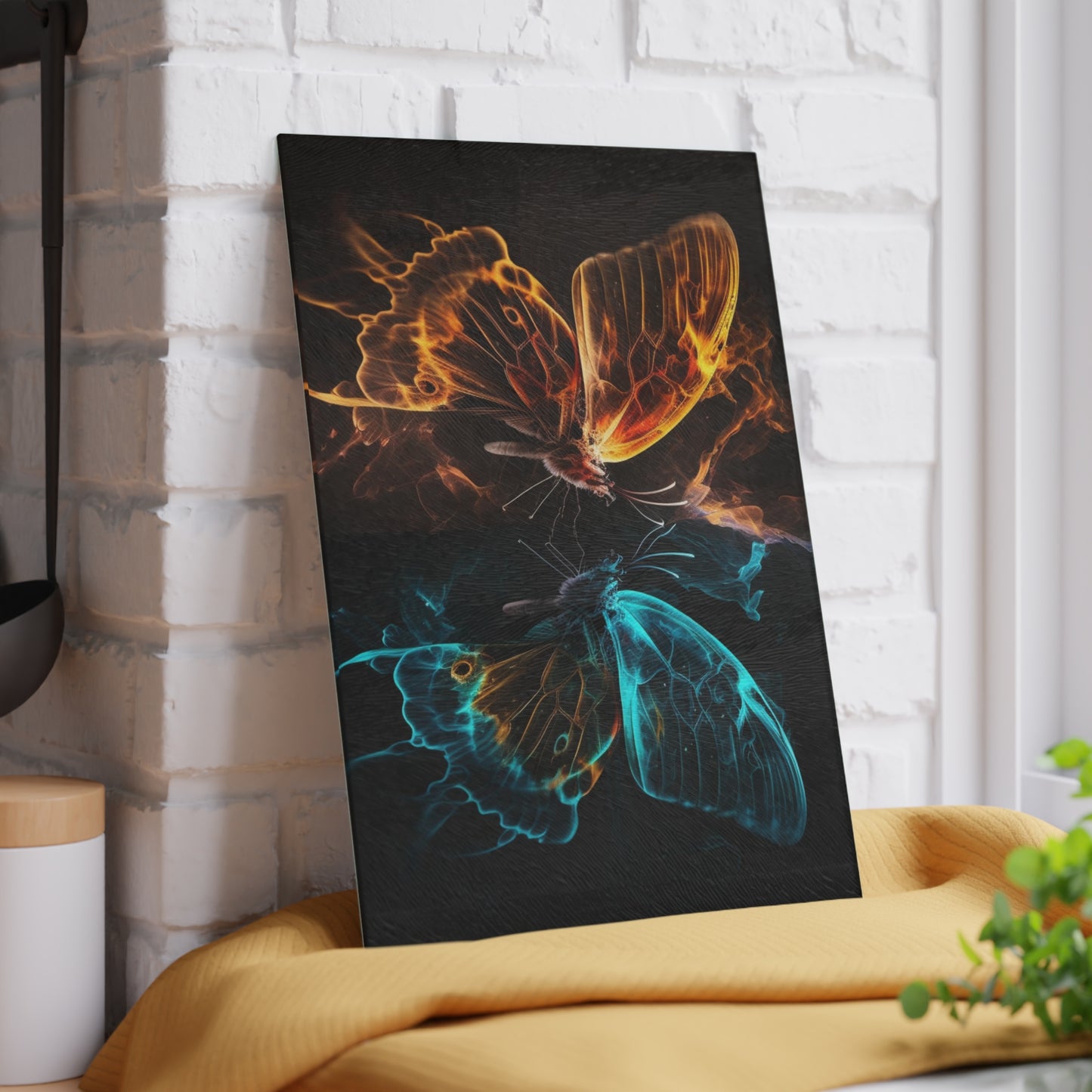 Glass Cutting Board Kiss Neon Butterfly 6