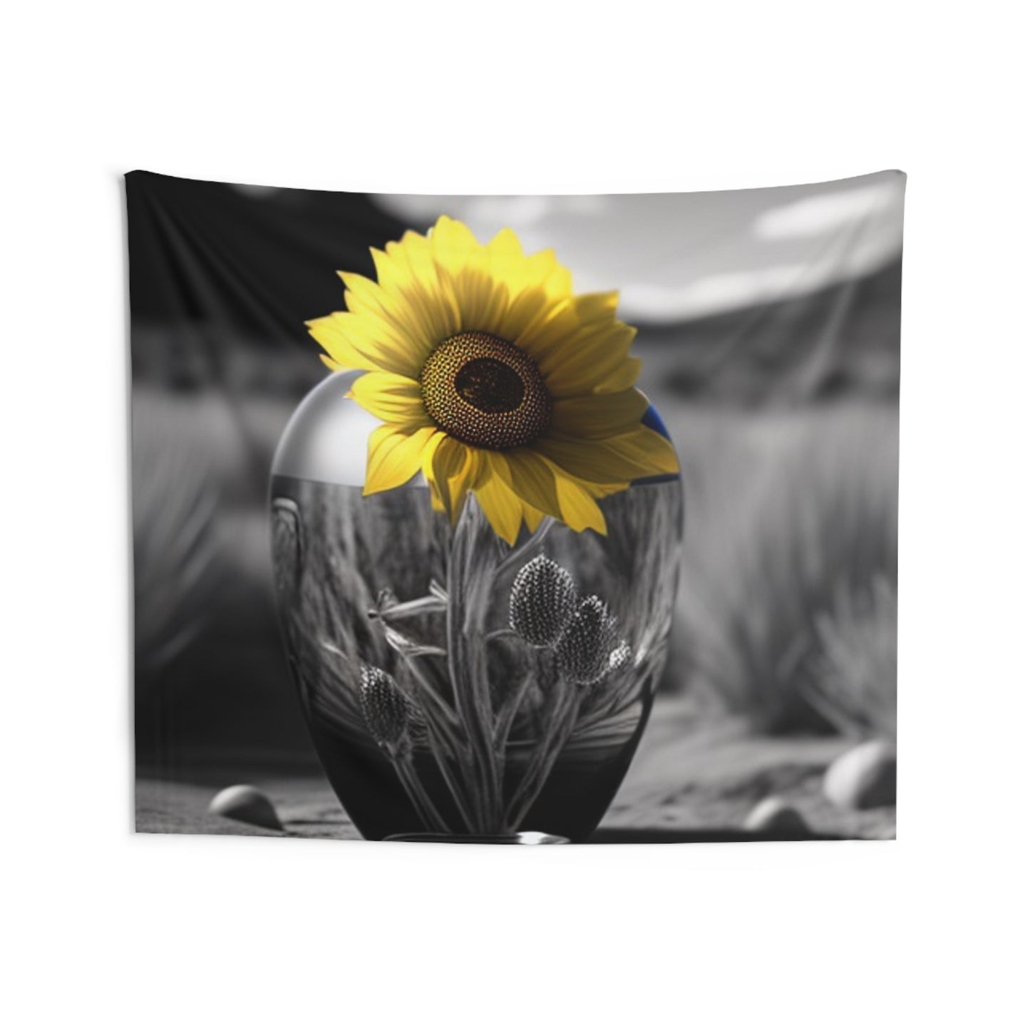 Indoor Wall Tapestries Yellw Sunflower in a vase 3