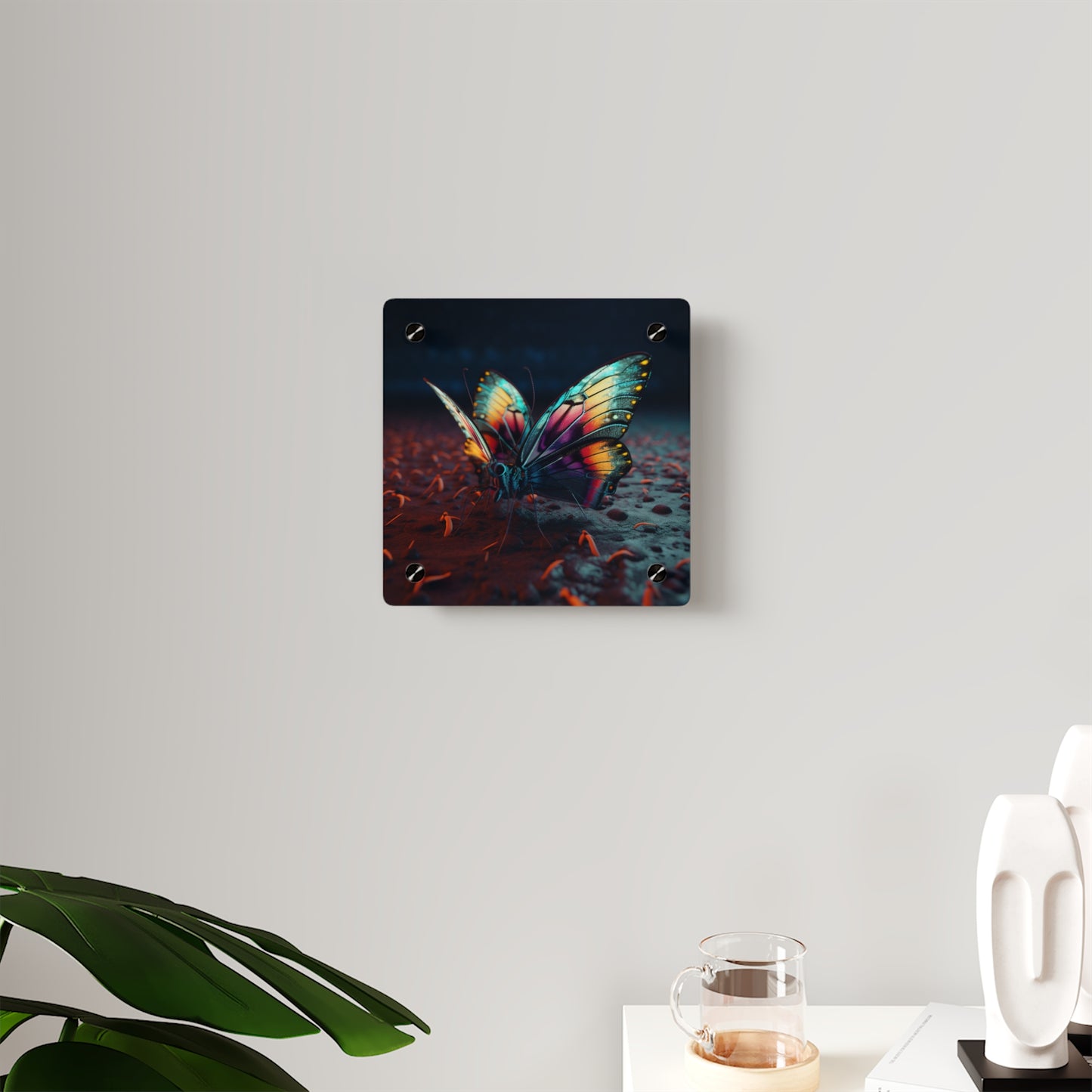 Acrylic Wall Art Panels Hyper Colorful Butterfly Macro 1