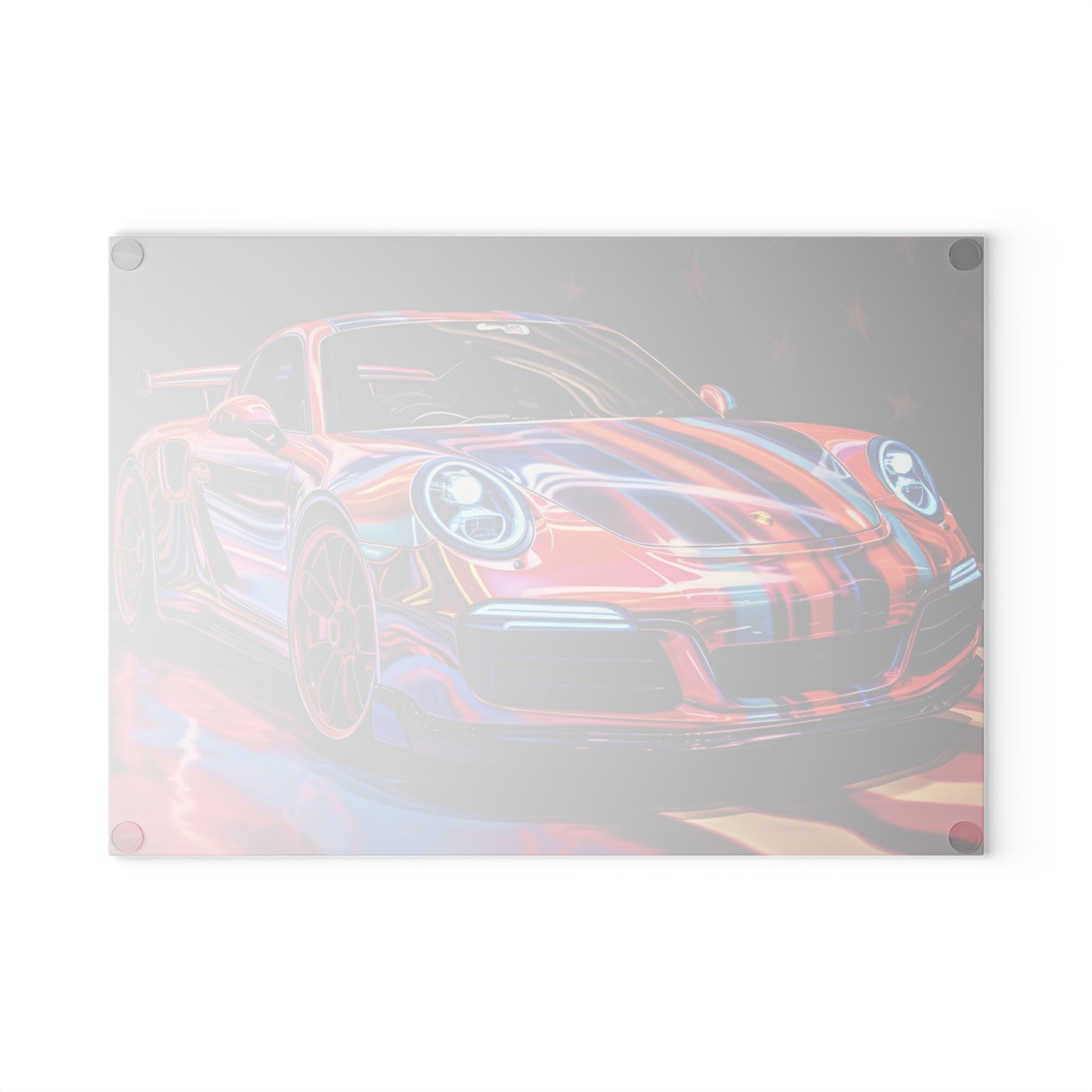 Glass Cutting Board Macro American Flag Porsche 4