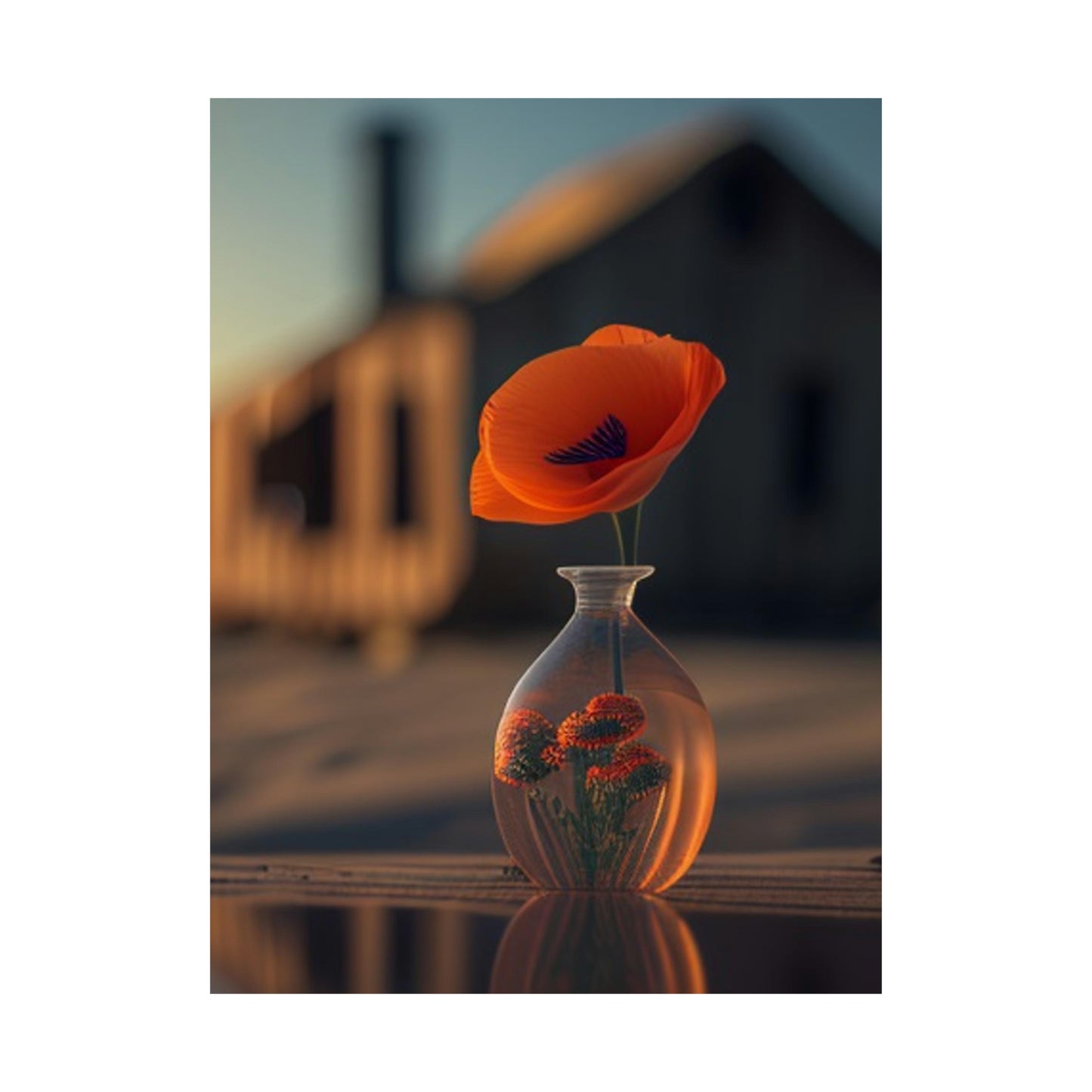 Premium Matte Vertical Posters Orange Poppy in a Vase 3