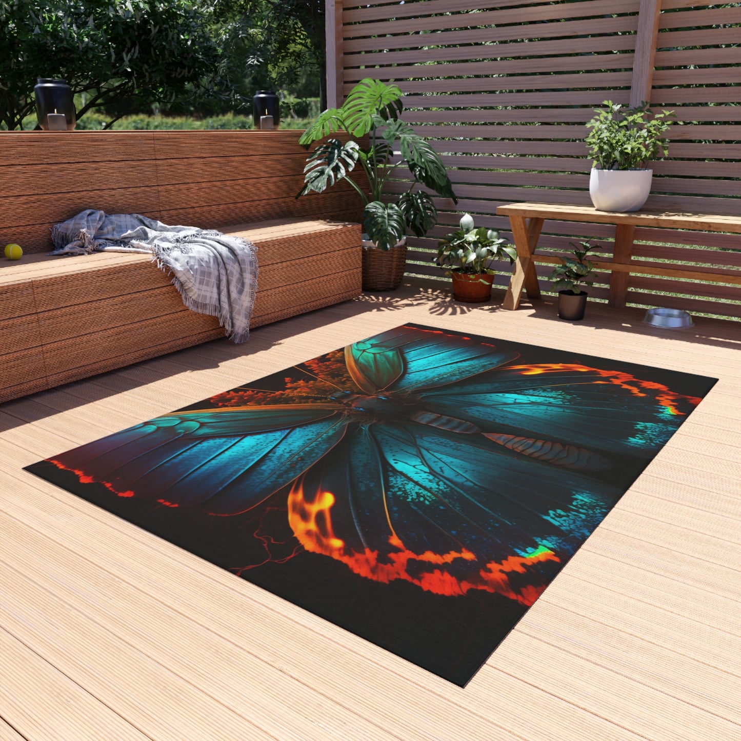 Outdoor Rug  Neon Butterfly Flair 3