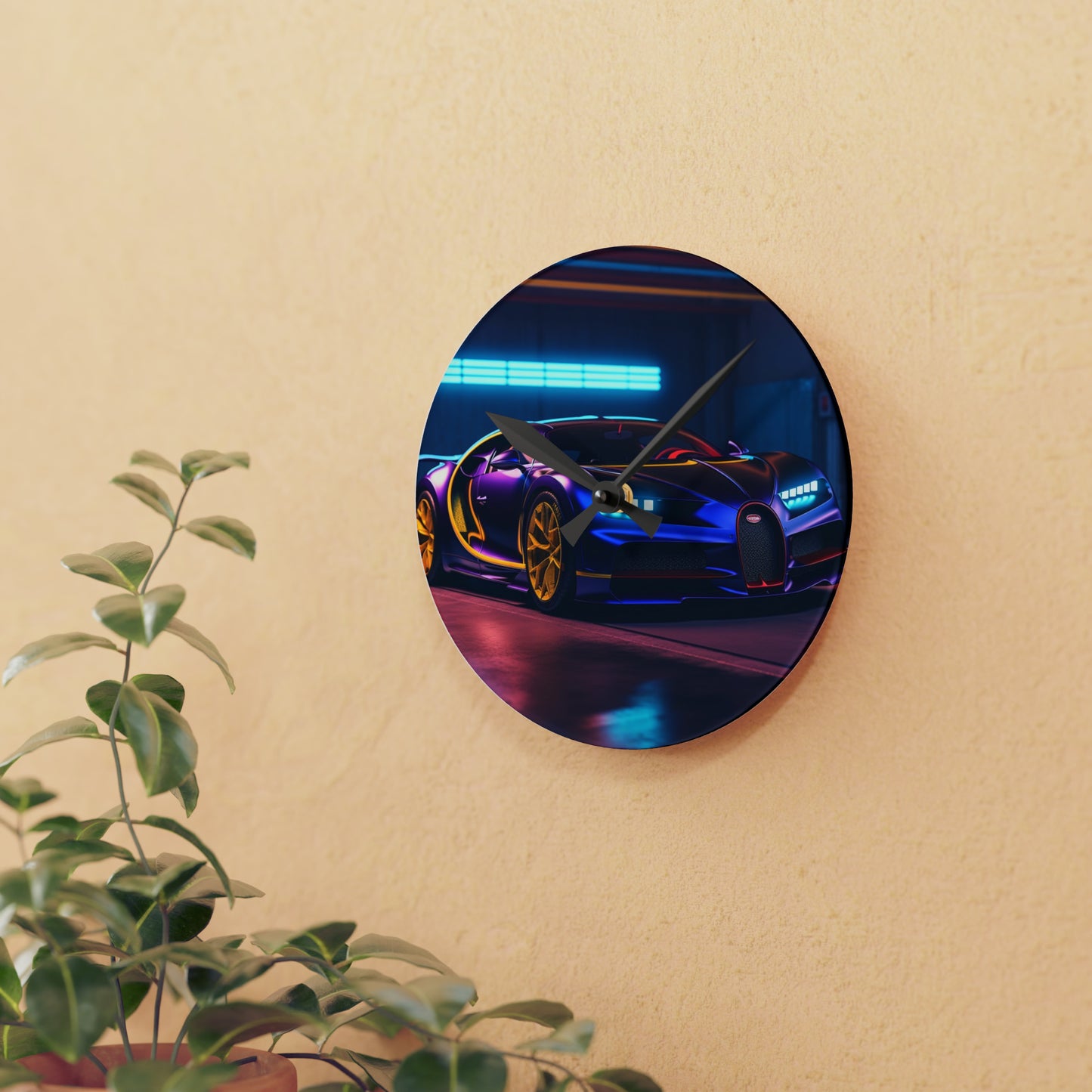 Acrylic Wall Clock Hyper Bugatti Neon Chiron 4