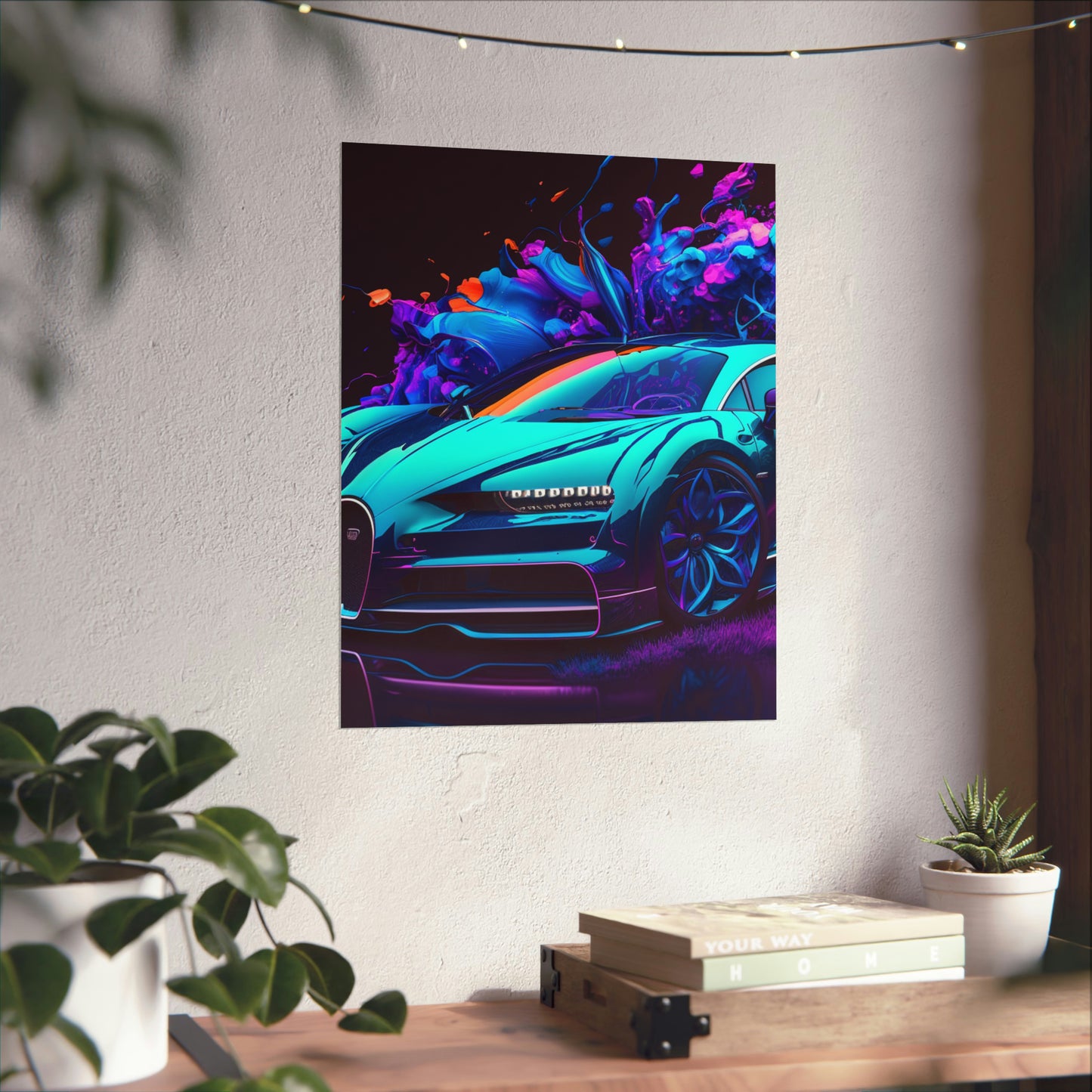 Premium Matte Vertical Posters Bugatti Neon Chiron 3