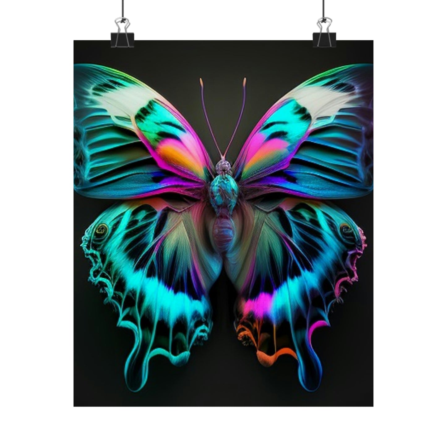 Premium Matte Vertical Posters Neon Butterfly Fusion 4