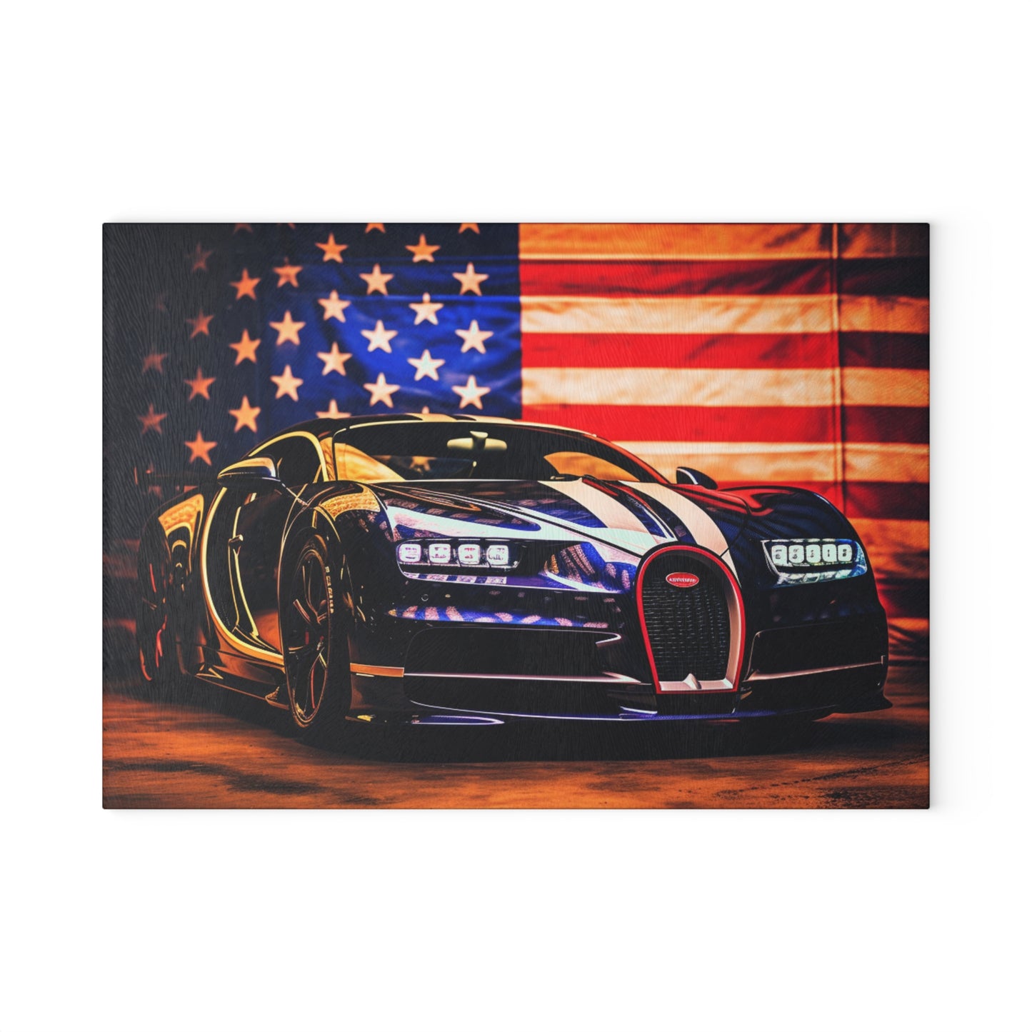 Glass Cutting Board Macro Bugatti American Flag 4