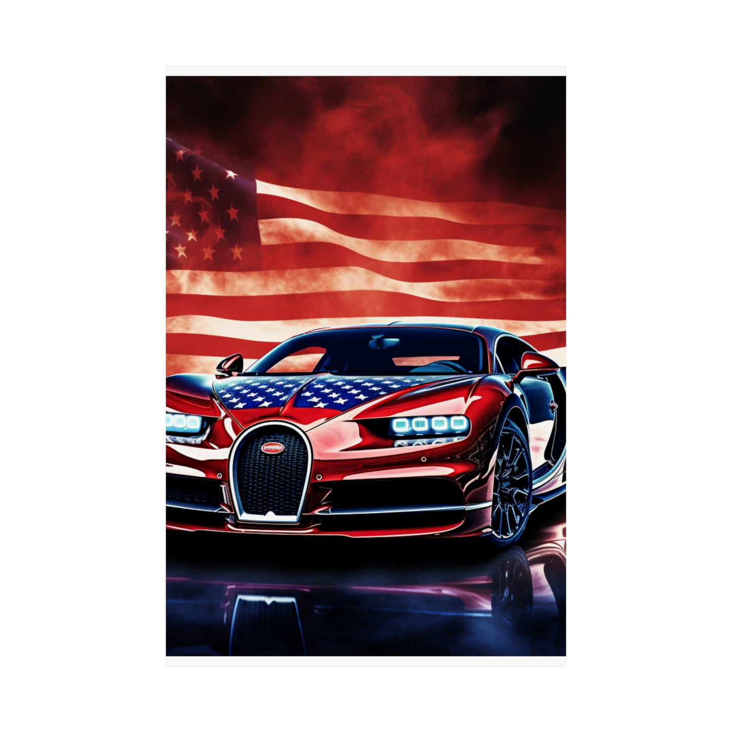 Premium Matte Vertical Posters Abstract American Flag Background Bugatti 3