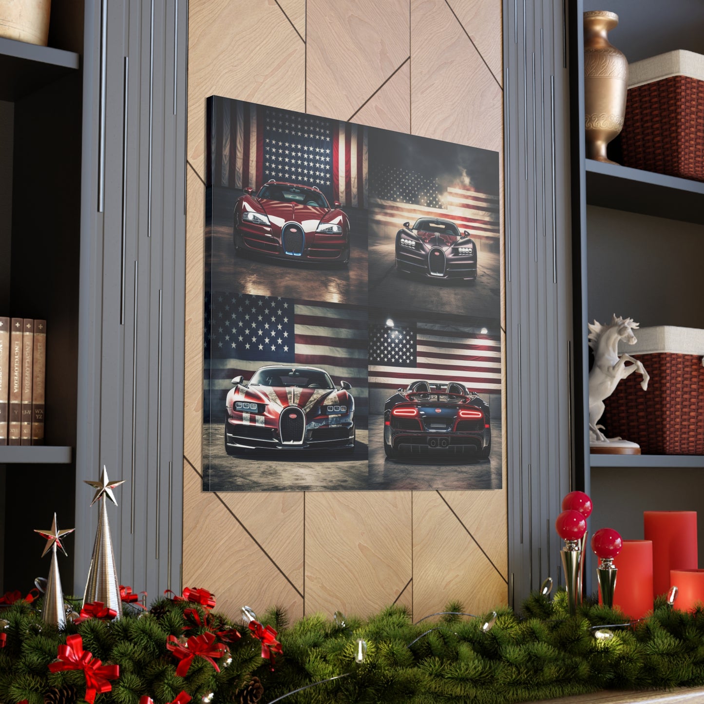 Canvas Gallery Wraps American Flag Background Bugatti 5