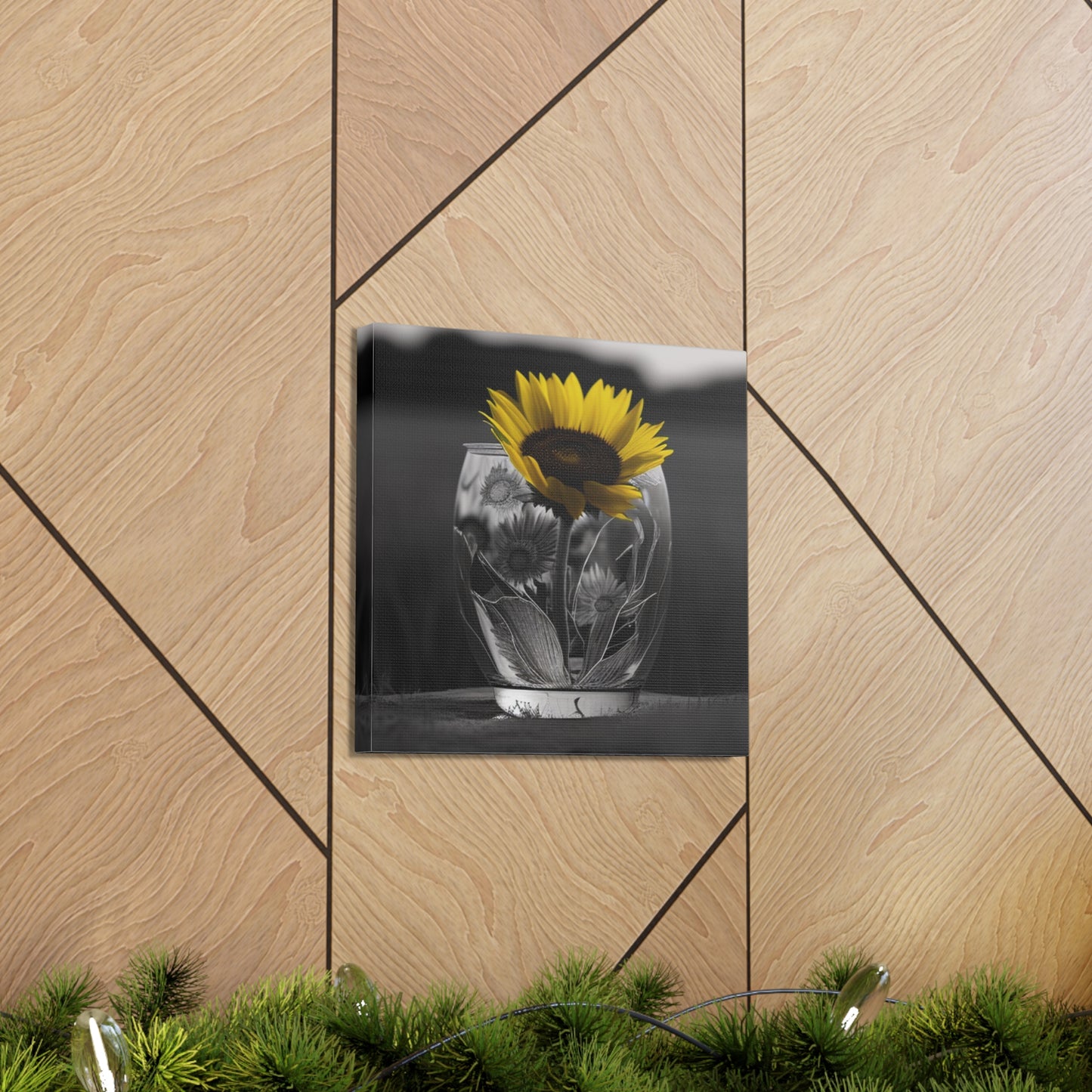 Canvas Gallery Wraps Yellw Sunflower in a vase 1