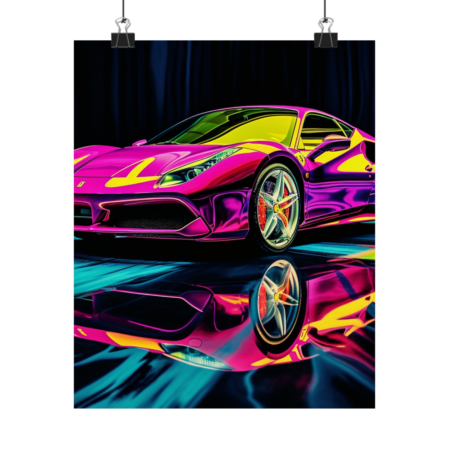 Premium Matte Vertical Posters Pink Ferrari Macro 3