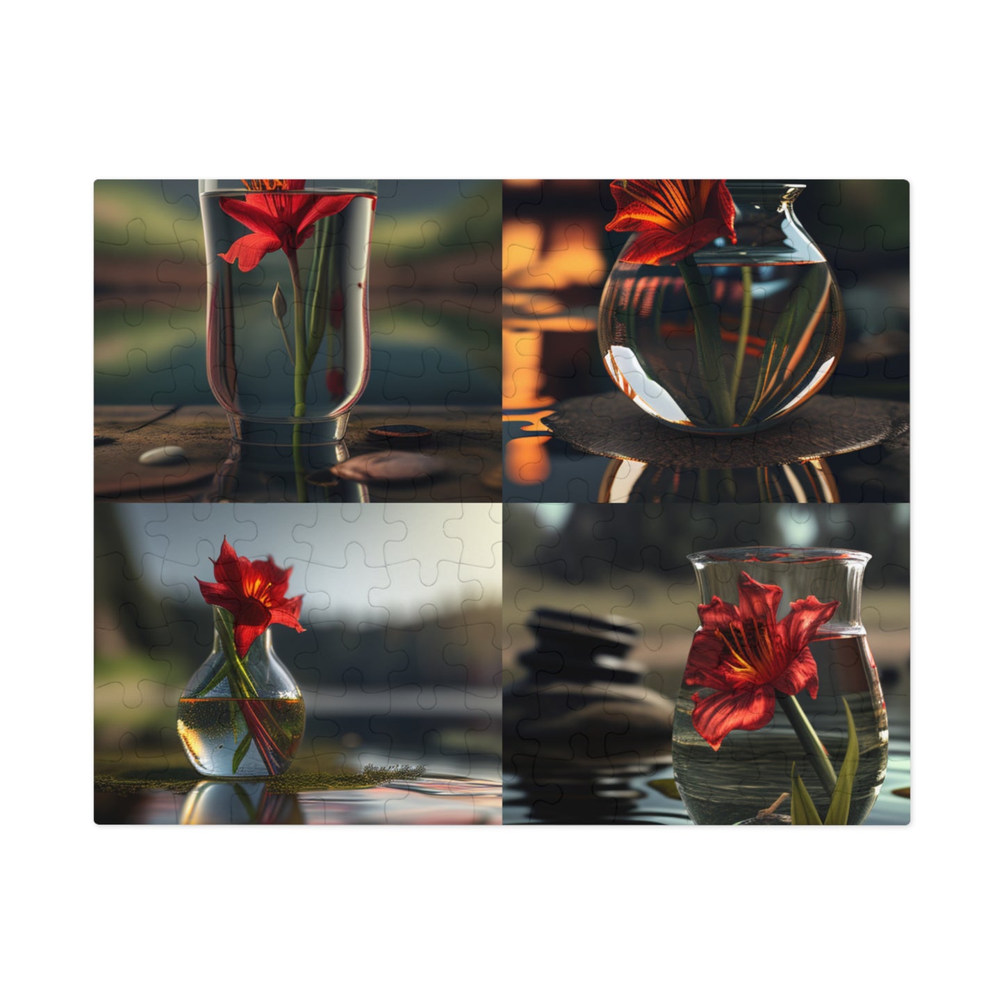 Jigsaw Puzzle (30, 110, 252, 500,1000-Piece) Red Lily in a Glass vase 5