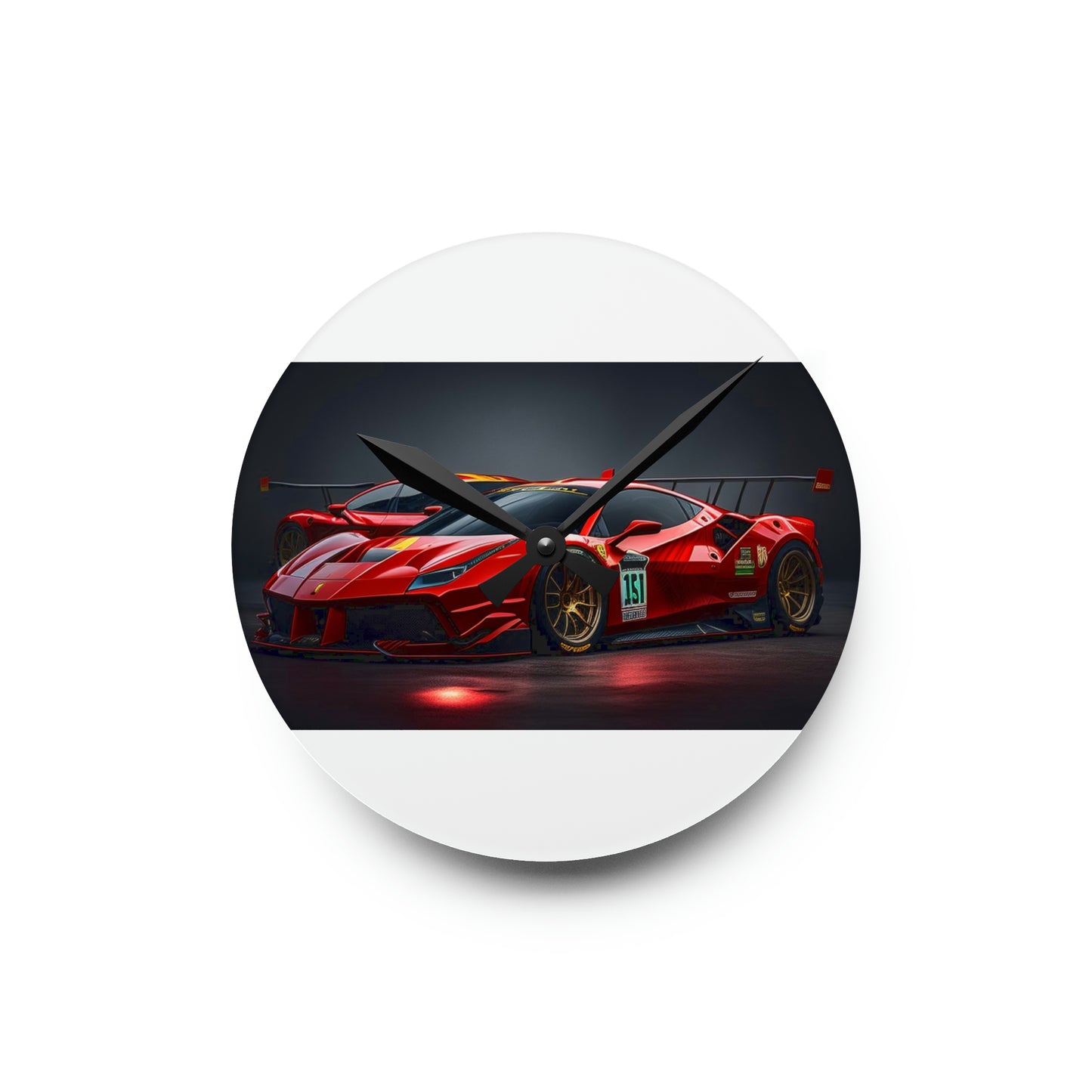 Acrylic Wall Clock Ferrari Red 2