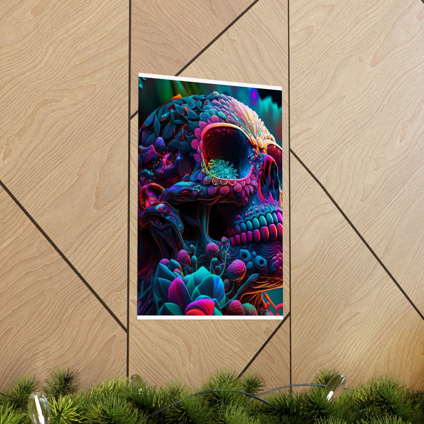 Premium Matte Vertical Posters Florescent Skull Death 3