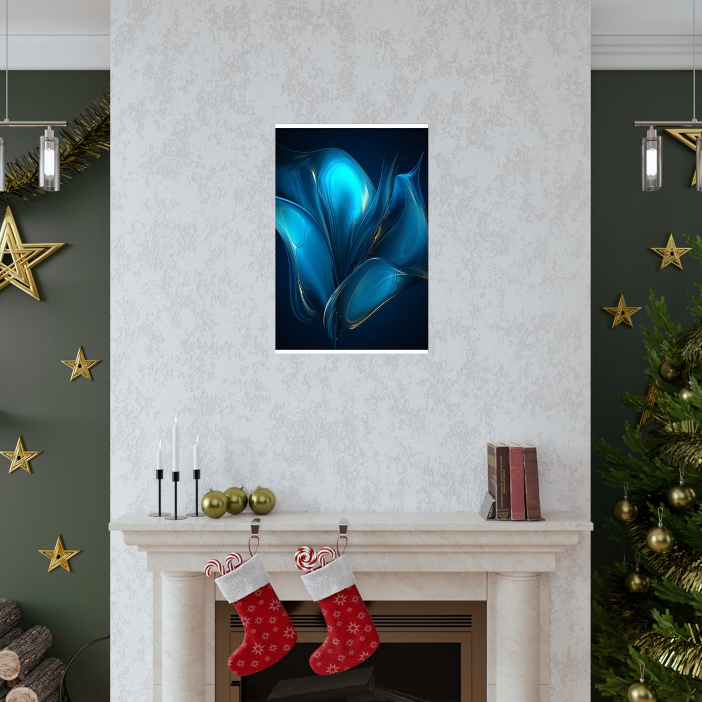 Premium Matte Vertical Posters Abstract Blue Tulip 2