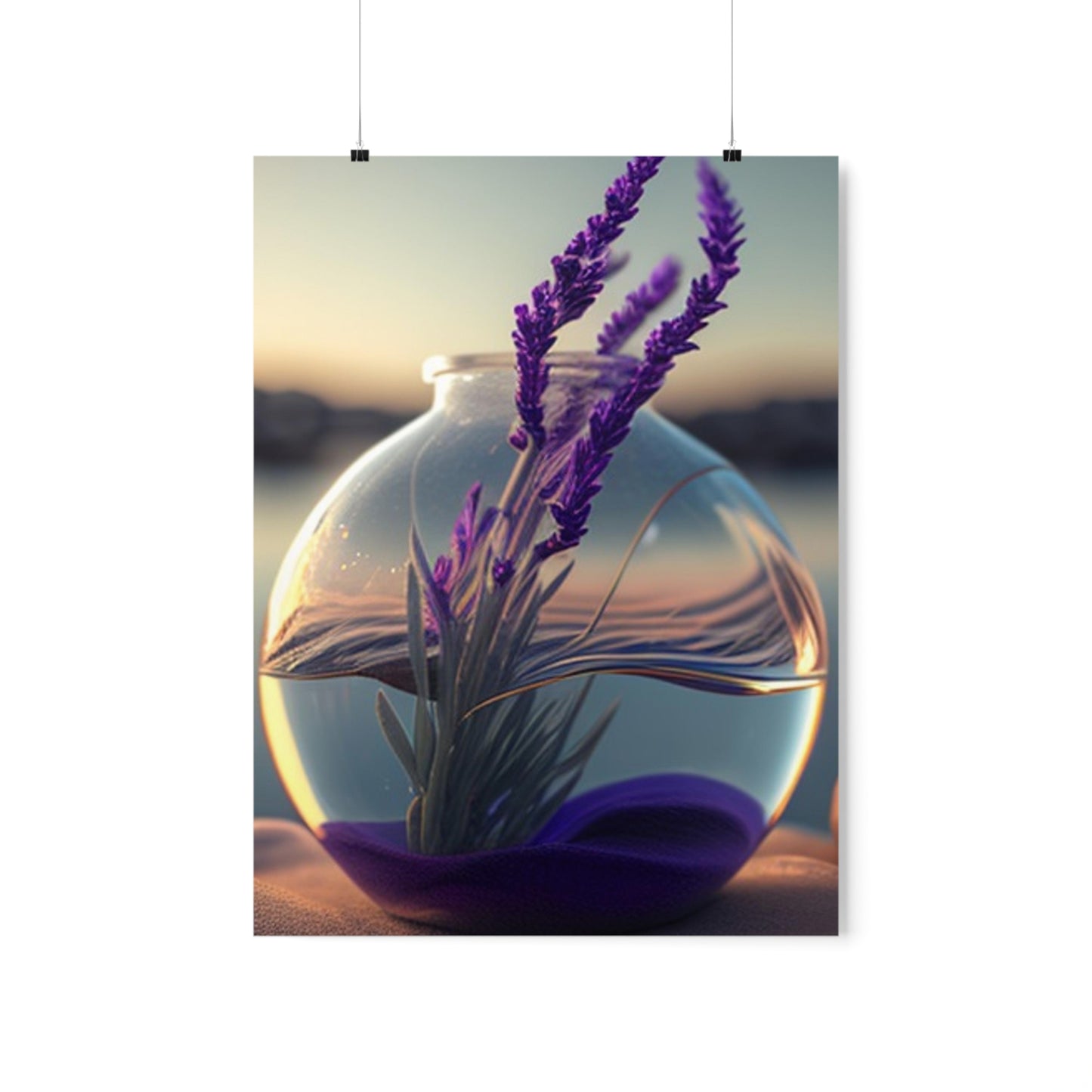 Premium Matte Vertical Posters Lavender in a vase 3