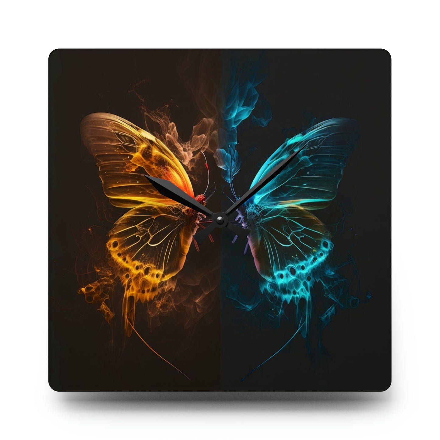 Acrylic Wall Clock Kiss Neon Butterfly 8