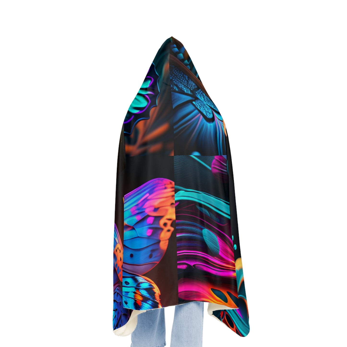 Snuggle Hooded Blanket Neon Butterfly Macro 5