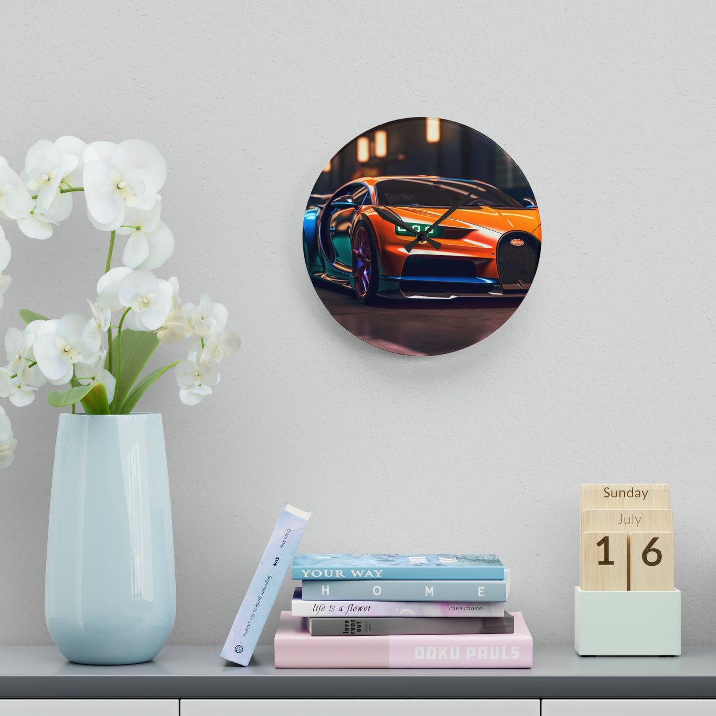 Acrylic Wall Clock Hyper Bugatti Neon Chiron 1