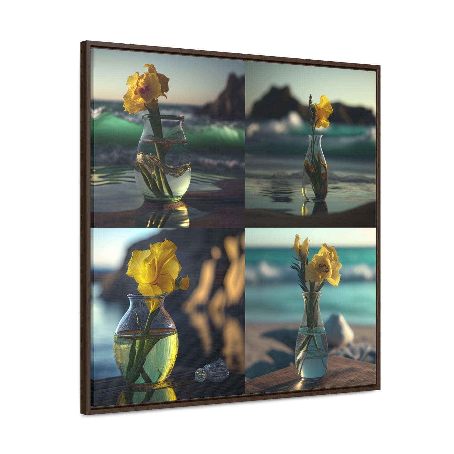 Gallery Canvas Wraps, Square Frame Yellow Gladiolus glass 5