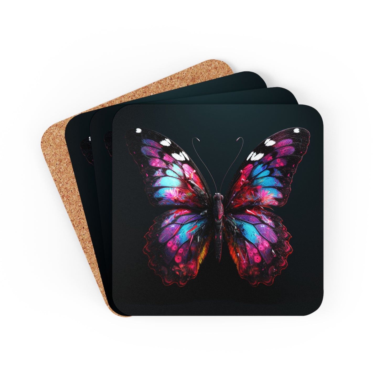 Corkwood Coaster Set Hyper Butterfly Real