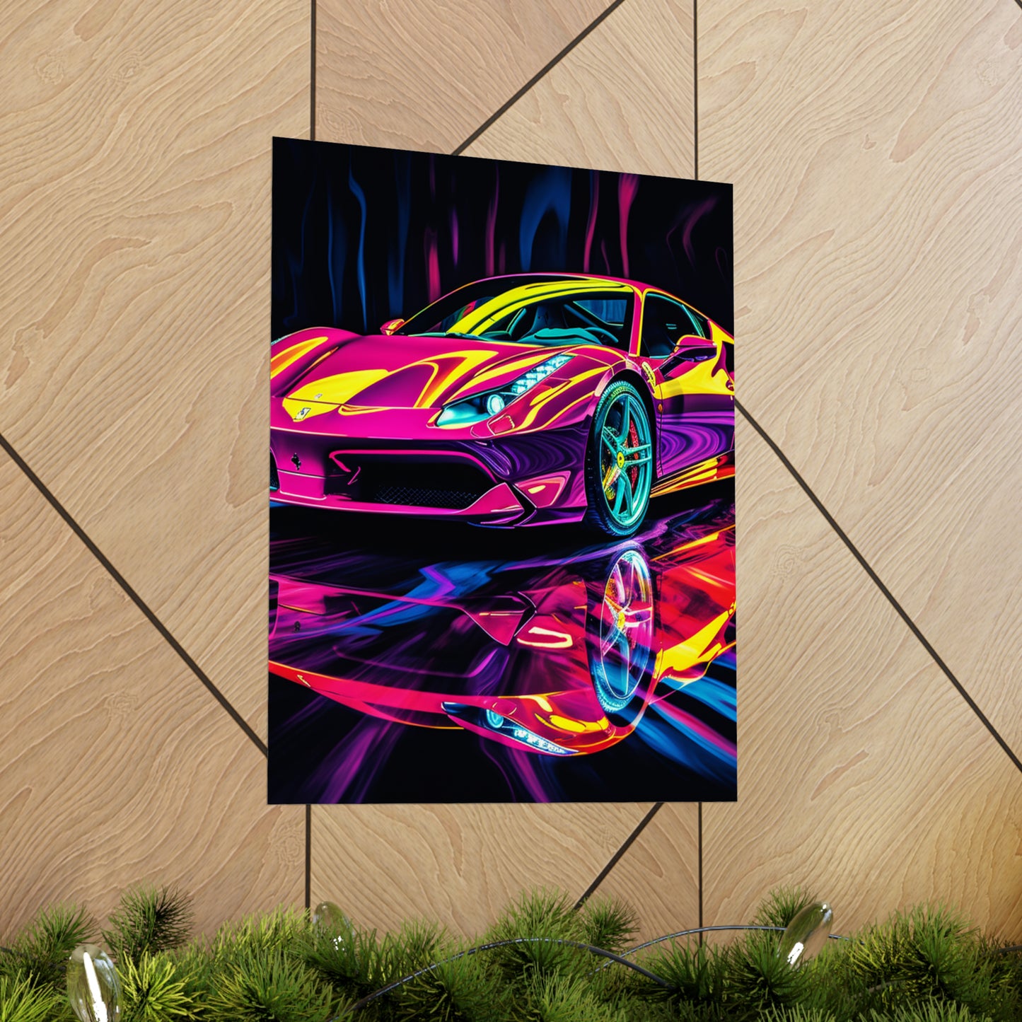 Premium Matte Vertical Posters Pink Ferrari Macro 2