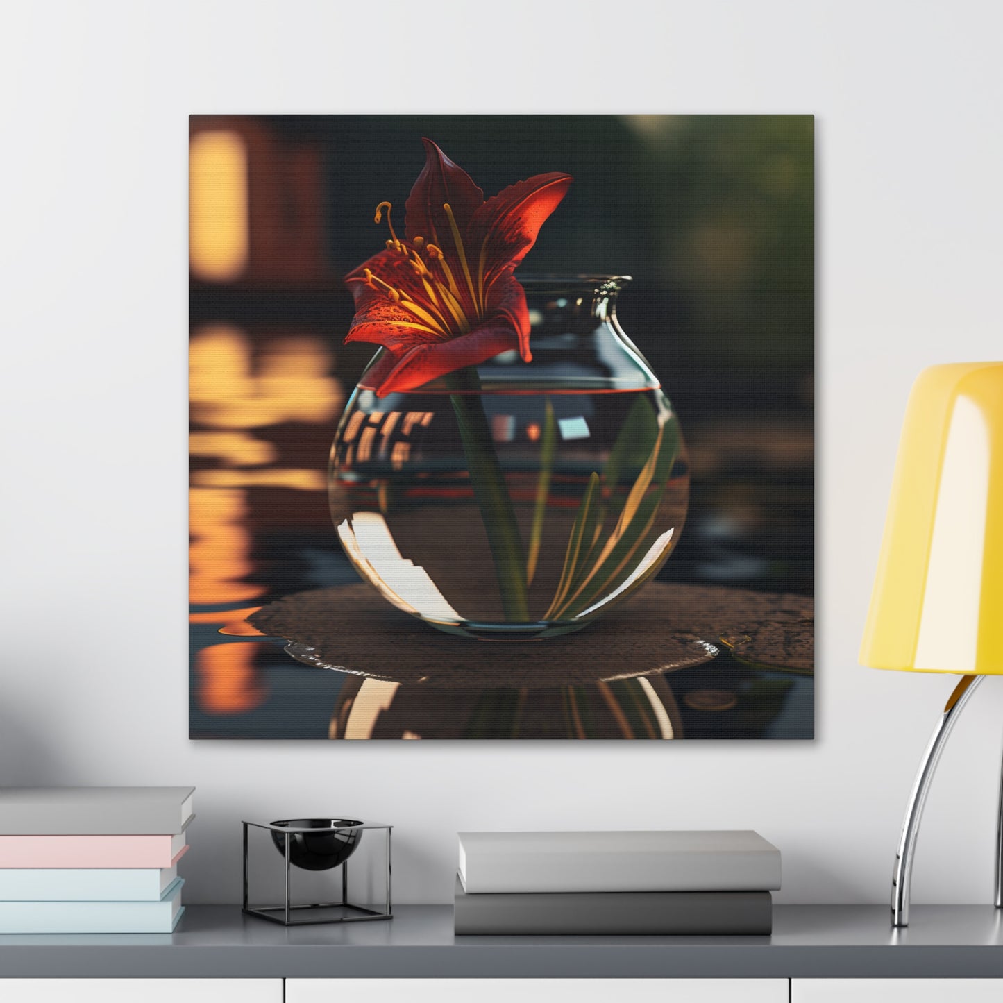 Canvas Gallery Wraps Red Lily in a Glass vase 2