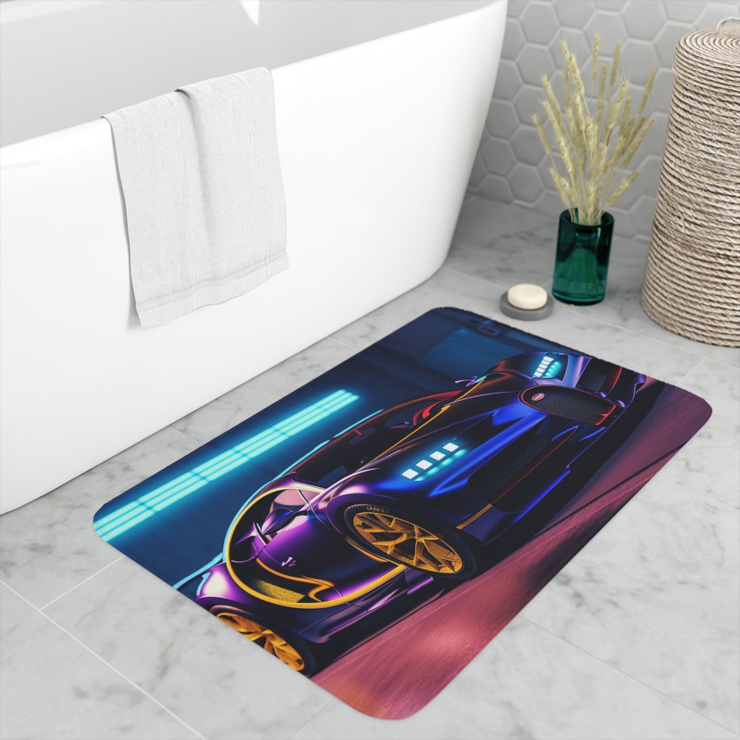 Memory Foam Bath Mat Hyper Bugatti Neon Chiron 4