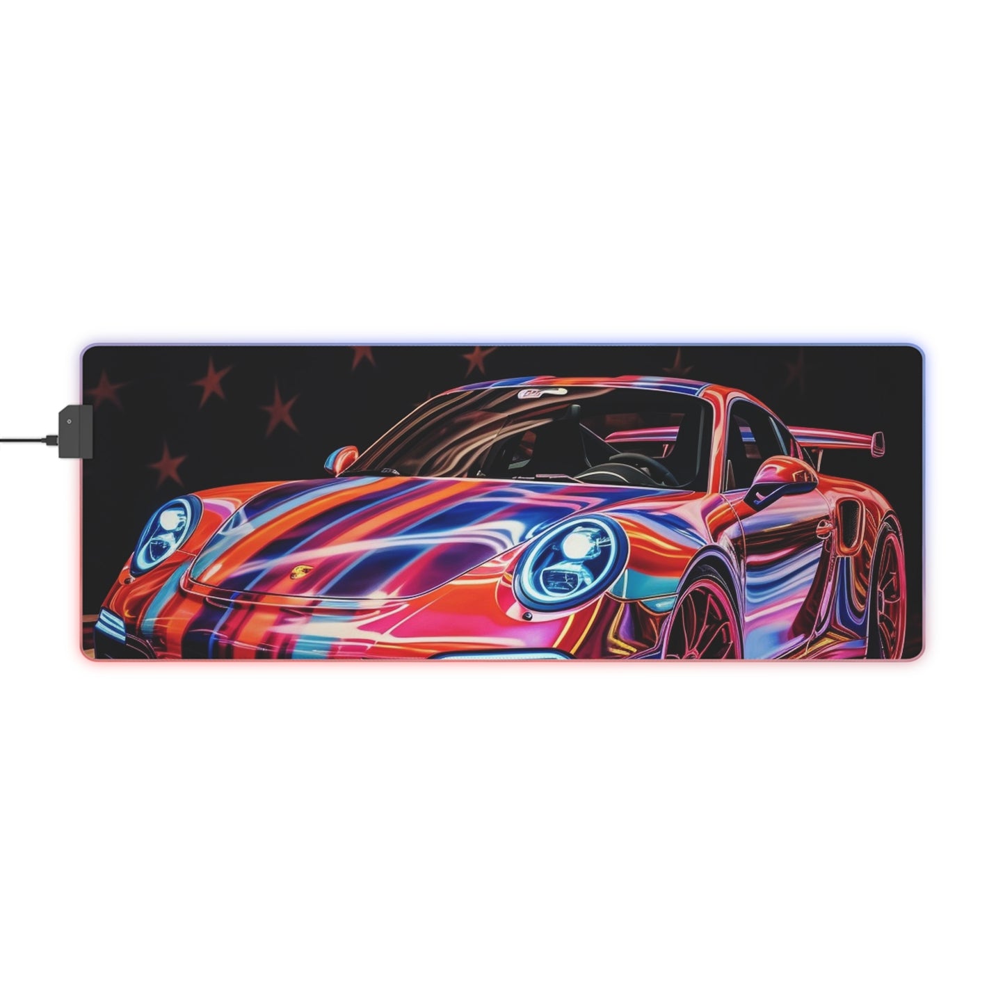 LED Gaming Mouse Pad American Flag Colored Porsche 1