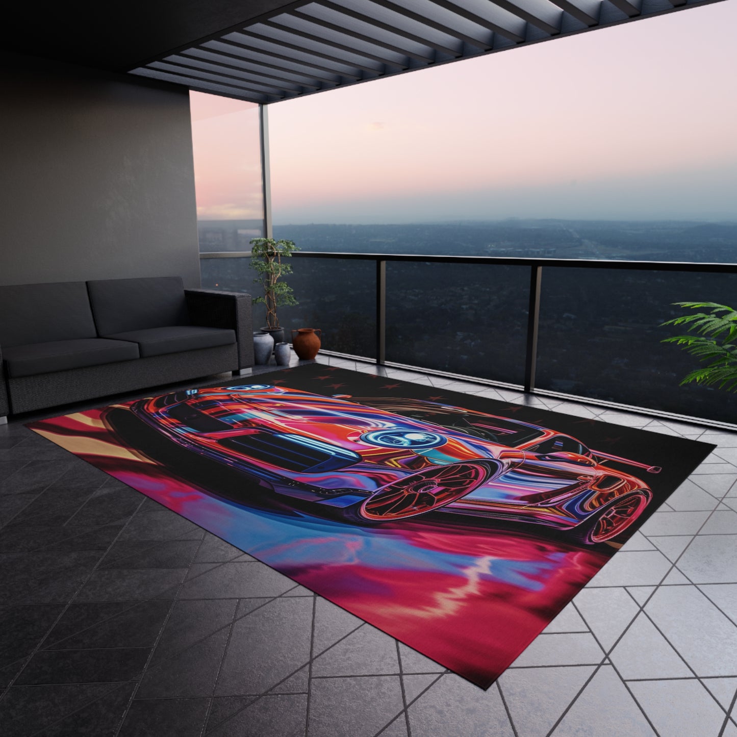 Outdoor Rug  Macro American Flag Porsche 4