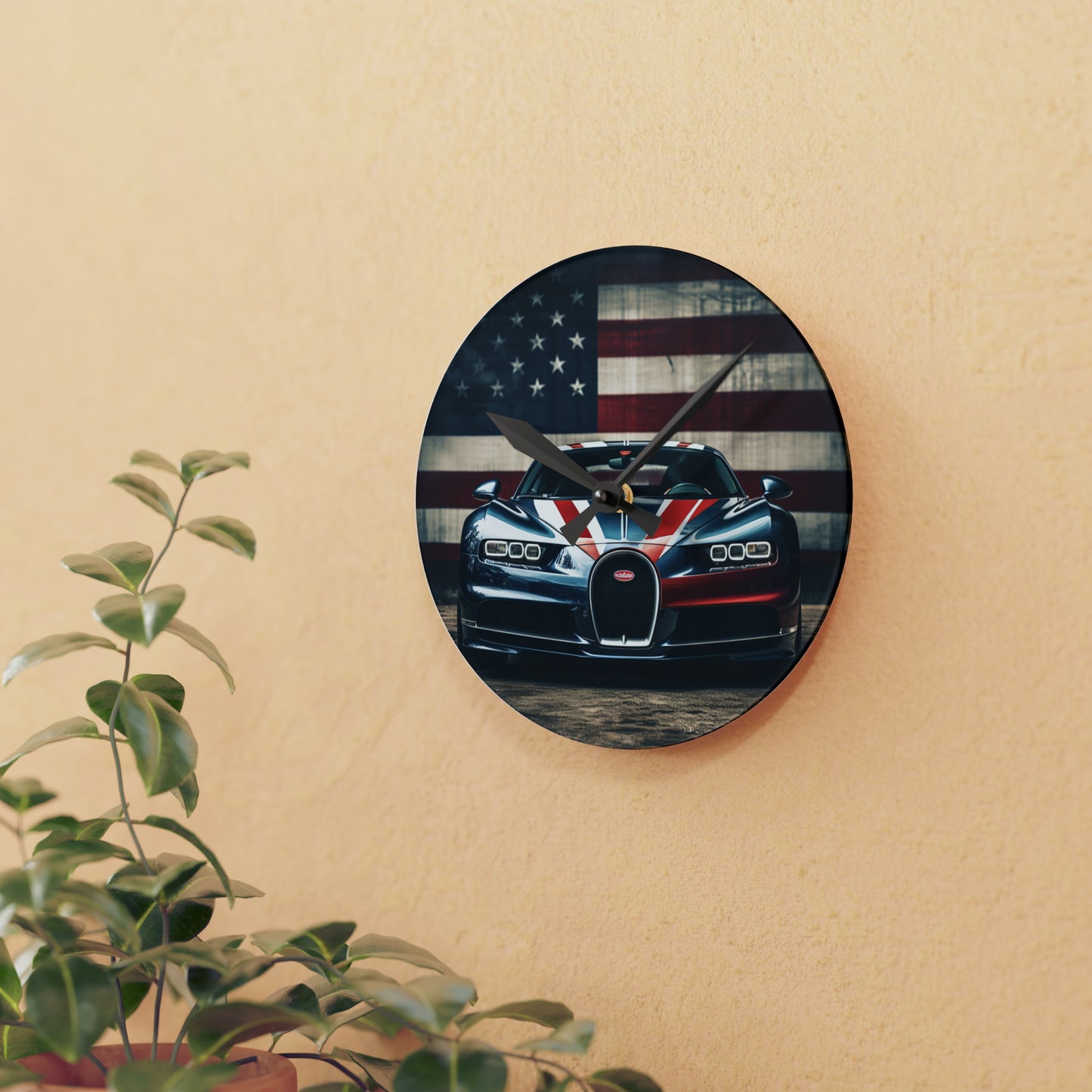 Acrylic Wall Clock Bugatti Flag 2