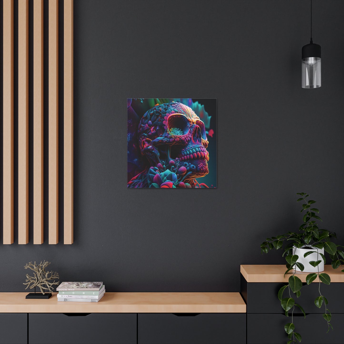 Canvas Gallery Wraps Florescent Skull Death 3